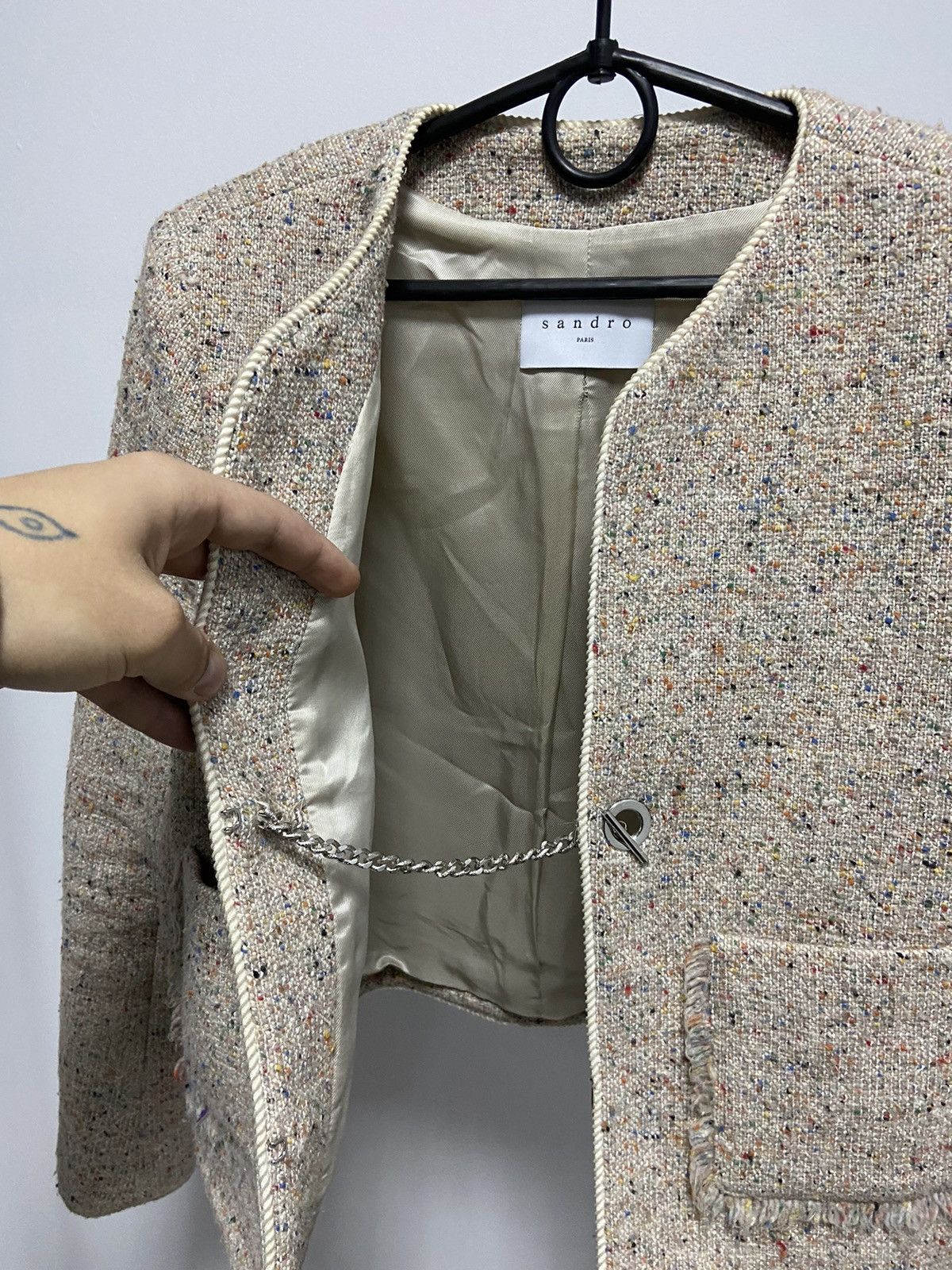 Sandro × Vintage Sandro tweed France Blazer Vintage wool luxury woman's Size M / US 6-8 / IT 42-44 - 4 Thumbnail
