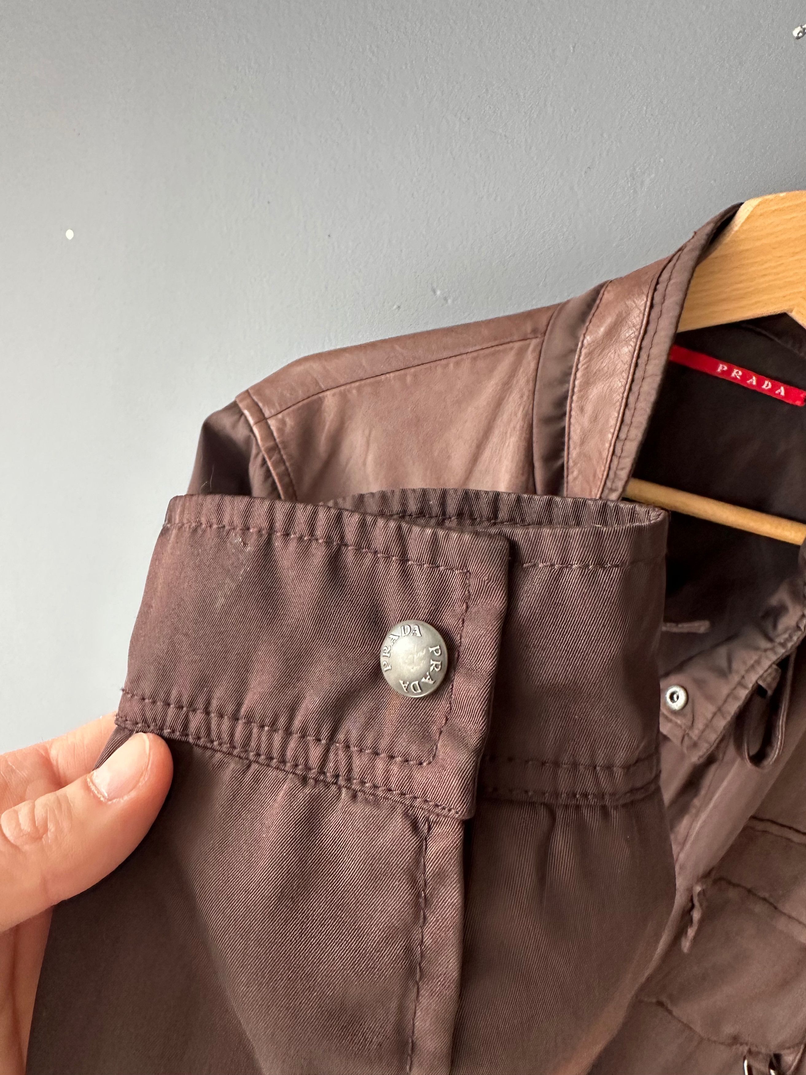 Prada 2006 Vintage Prada Brown Nylon Leather Coat Jacket Size US L / EU 52-54 / 3 - 19 Thumbnail
