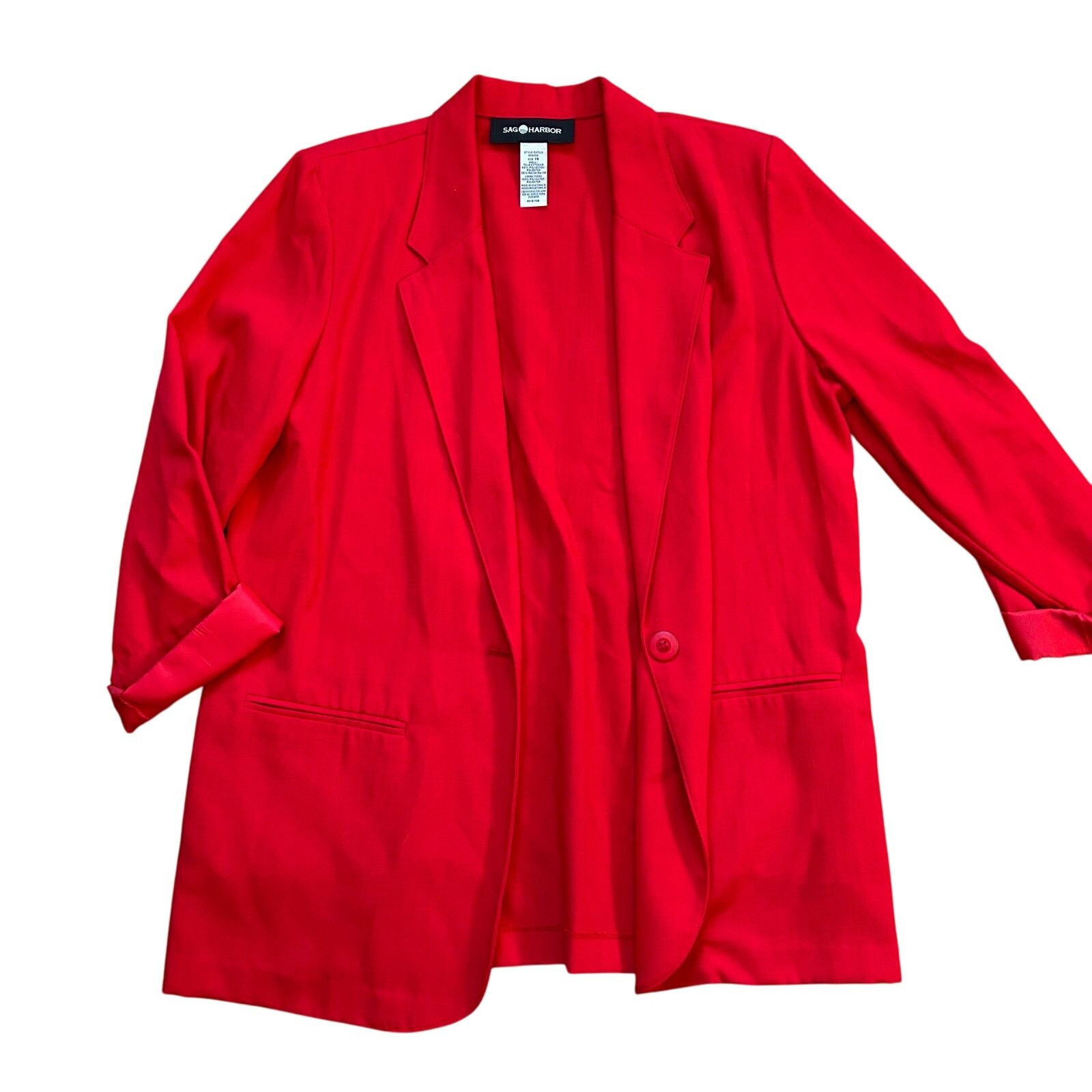 Vintage Cherry Red Vintage Blazer Mid Length 90s One Button Blazer Size XL / US 12-14 / IT 48-50 - 3 Thumbnail