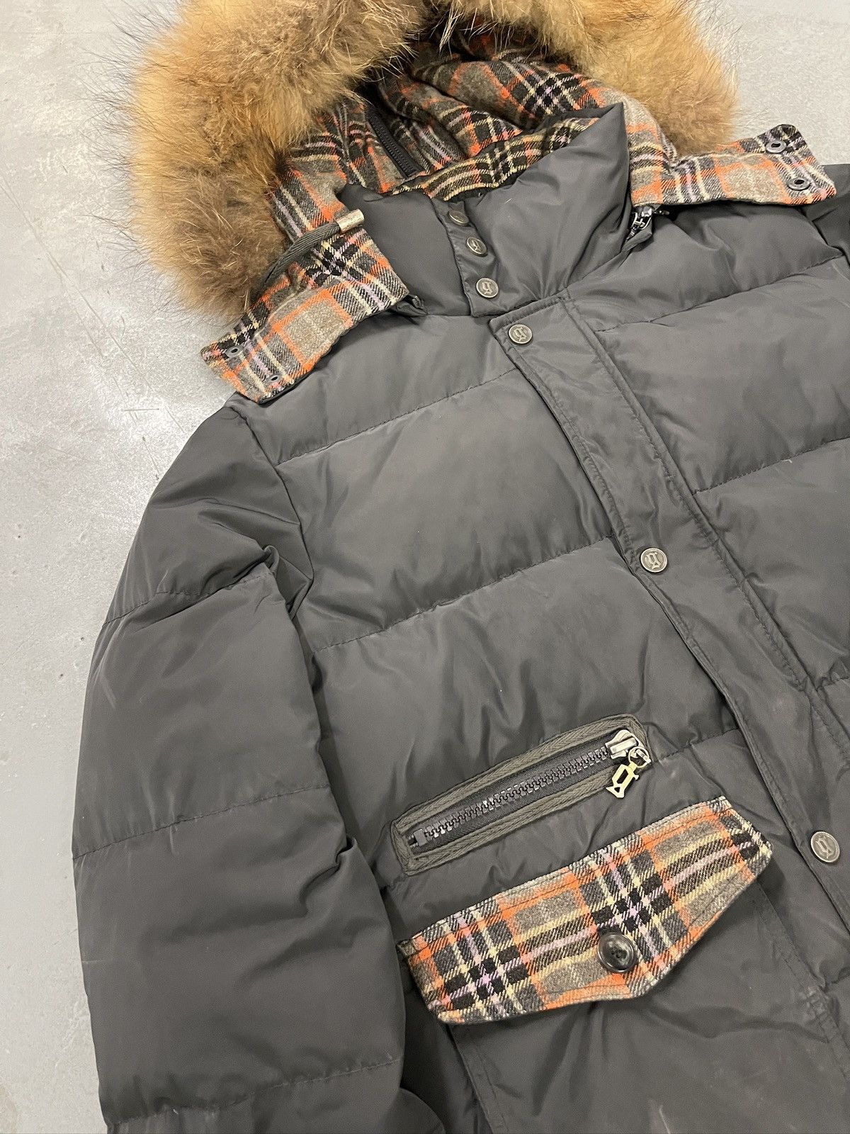 John Galliano John Galliano Tartan Panel Fur Hood Down Jacket Size US XL / EU 56 / 4 - 4 Thumbnail