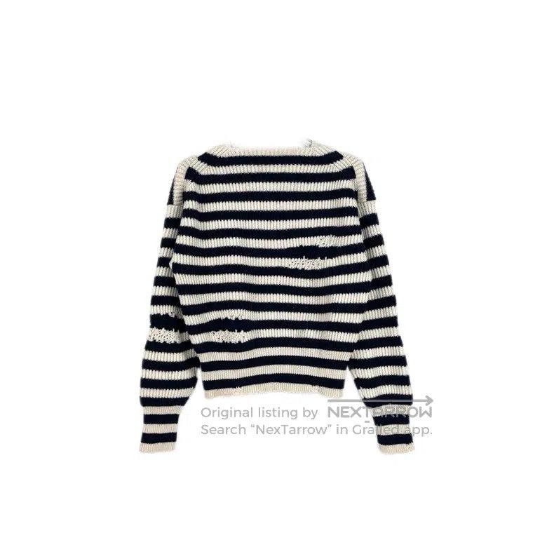 Dior Dior Dark blue striped bee logo wool cashmere sweater Size XS / US 0-2 / IT 36-38 - 2 Thumbnail