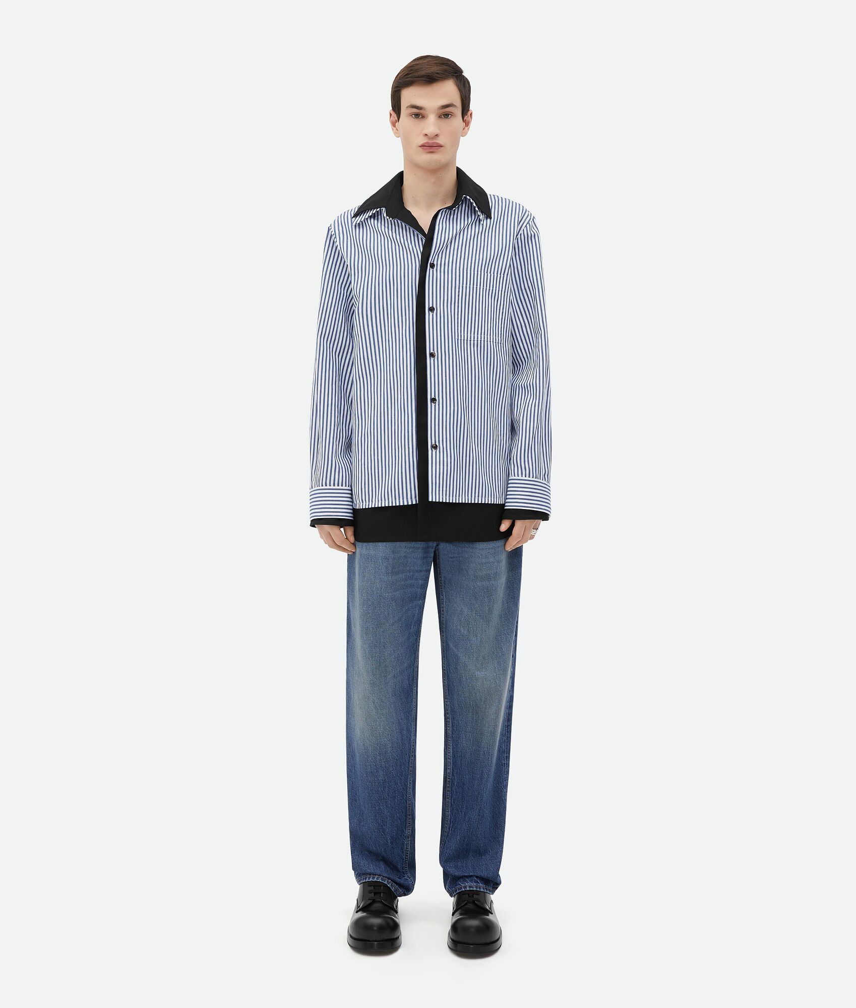 Bottega Veneta o1w1db10825 Relaxed Fit Linen Double Shirt in Multicolor Size US L / EU 52-54 / 3 - 1 Thumbnail