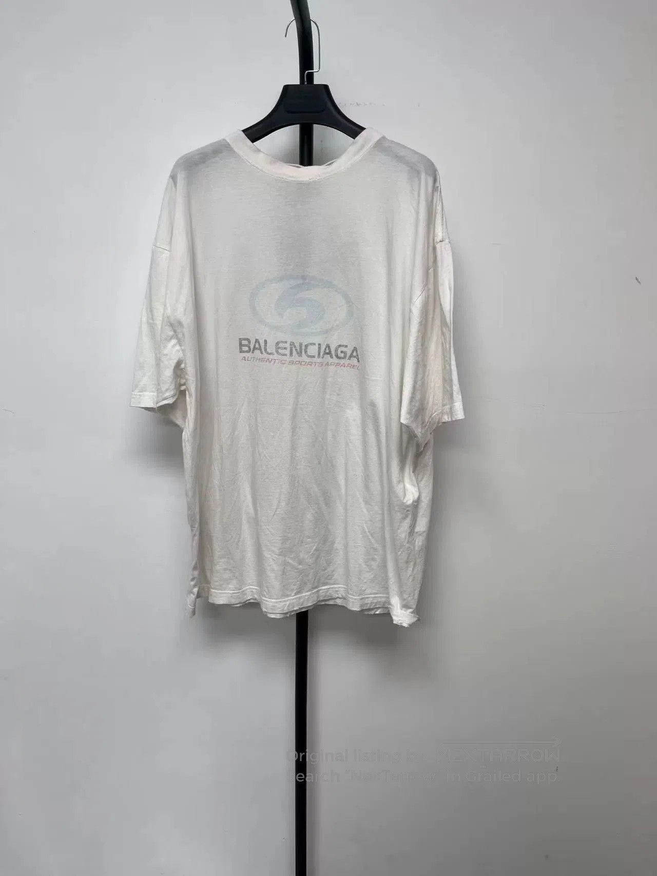 Balenciaga Balenciaga Distressed Blue Logo Letter Print T-Shirt. Size US M / EU 48-50 / 2 - 1 Thumbnail
