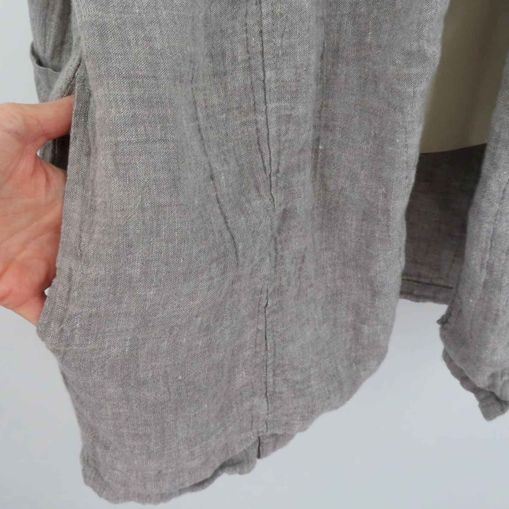 Vintage Tahari Women Medium Gray All Linen Open Front Blazer Jacket Coat Pockets Blouse Suits Size M / US 6-8 / IT 42-44 - 4 Thumbnail