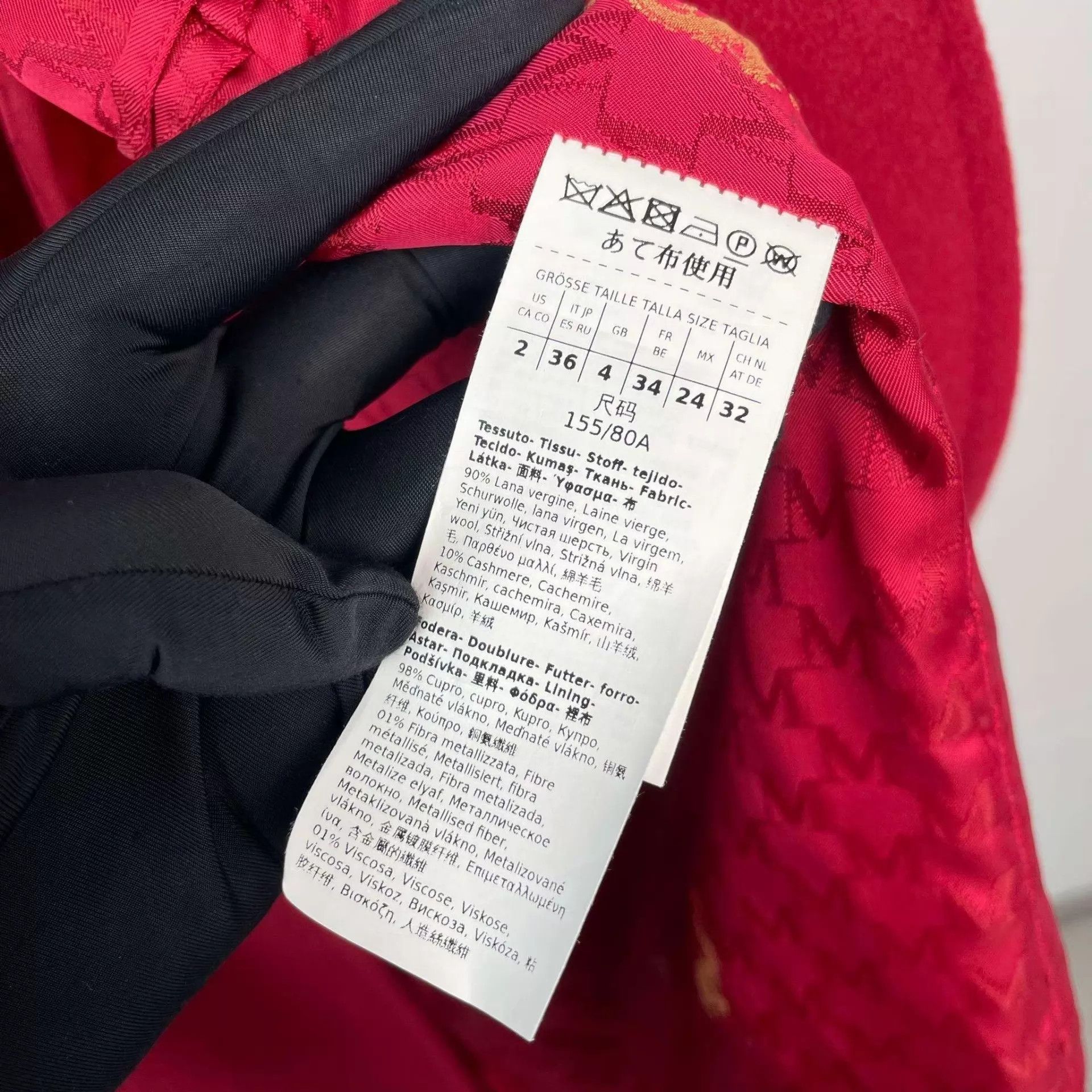 Max Mara 98 New MaxMara Red Double-Breasted Wool Coat Size XS / US 0-2 / IT 36-38 - 4 Thumbnail