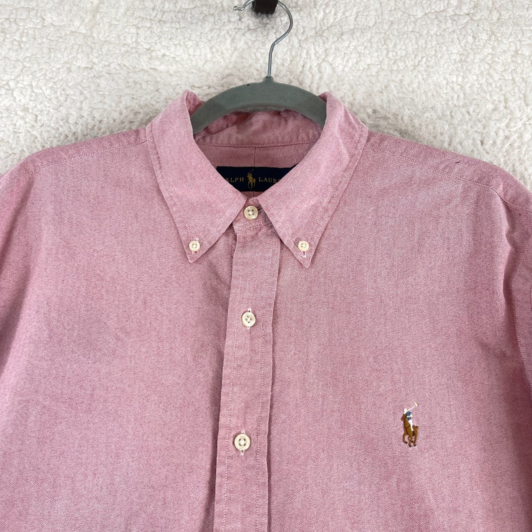 Ralph Lauren Ralph Lauren Button-Down Dress Shirt Mens XL Red Long Sleeve 100% Cotton Size 46R - 3 Thumbnail
