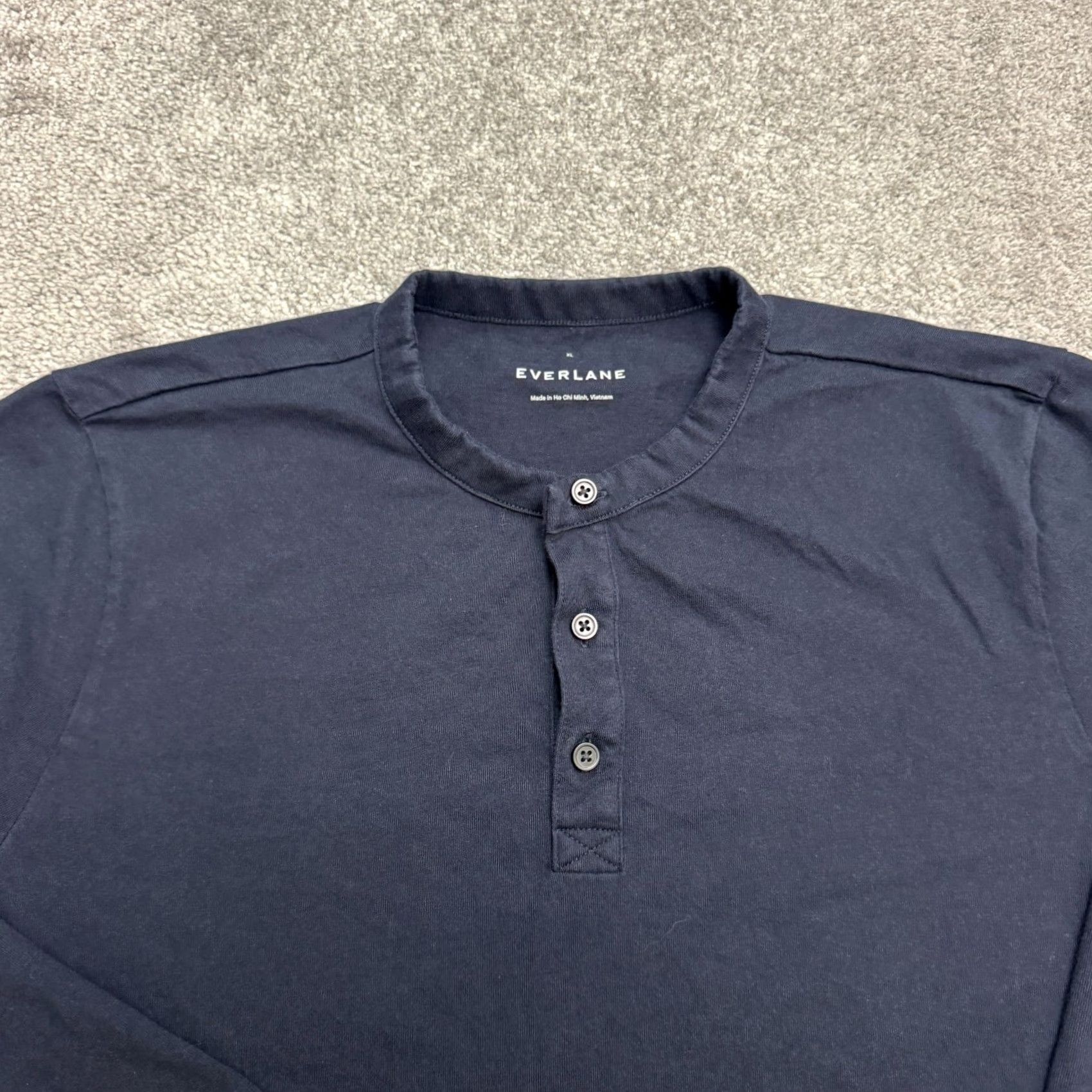 Everlane Everlane Navy Blue Heavyweight Cotton Long Sleeve Henley Shirt Mens XL Size US XL / EU 56 / 4 - 4 Thumbnail