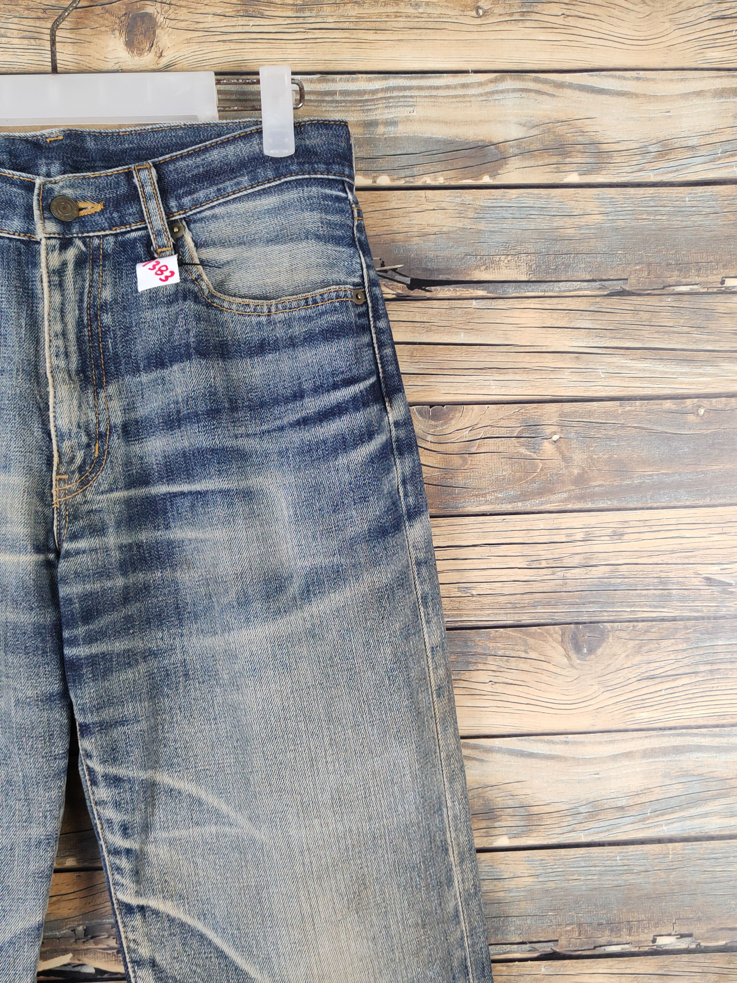 Japanese Brand Uniqlo Dark Blue Distressed Ripped Jeans #W1383 Size US 31 - 5 Thumbnail