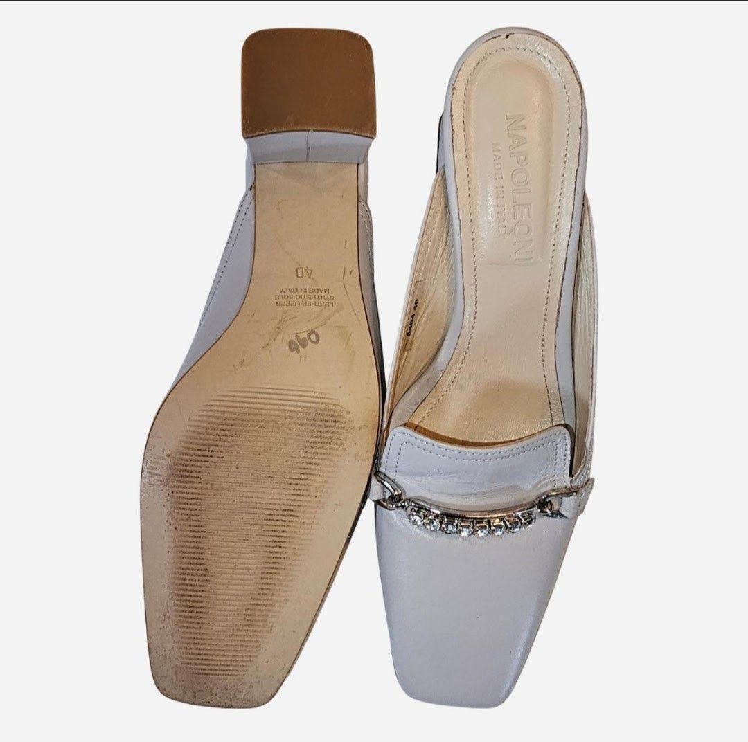 Other Napoleoni Grey leather mules Size US 10 / IT 40 - 3 Thumbnail