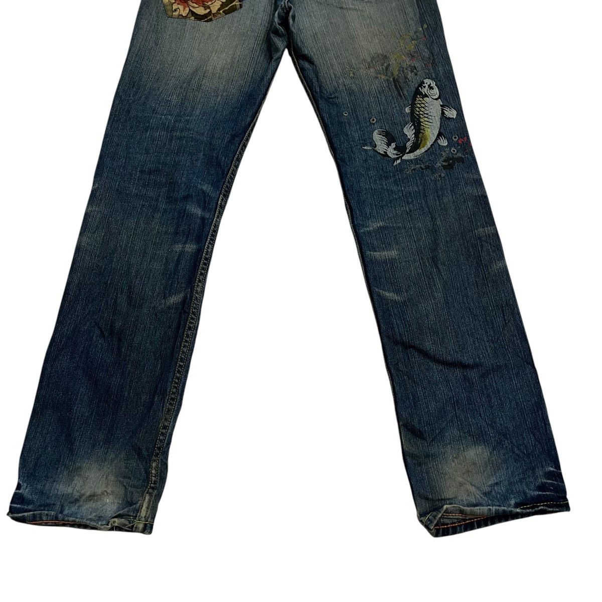 14th Addiction Vintage Takeo Kikuchi Distressed Art Denim Size US 33 - 2 Thumbnail