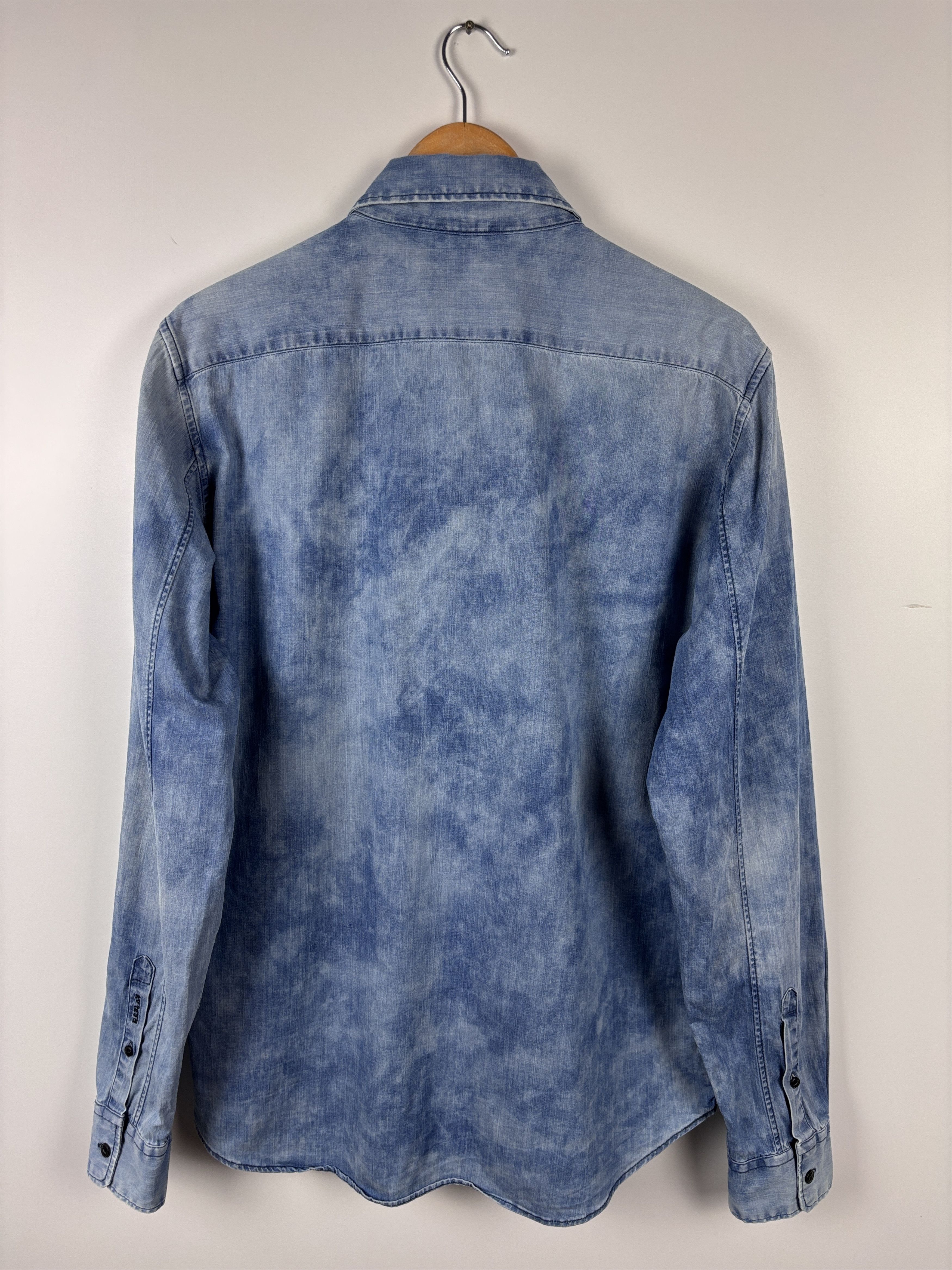 Replay Mens Replay Acid Wash Denim Button Up Shirt Blue Size XL Size US XL / EU 56 / 4 - 4 Thumbnail