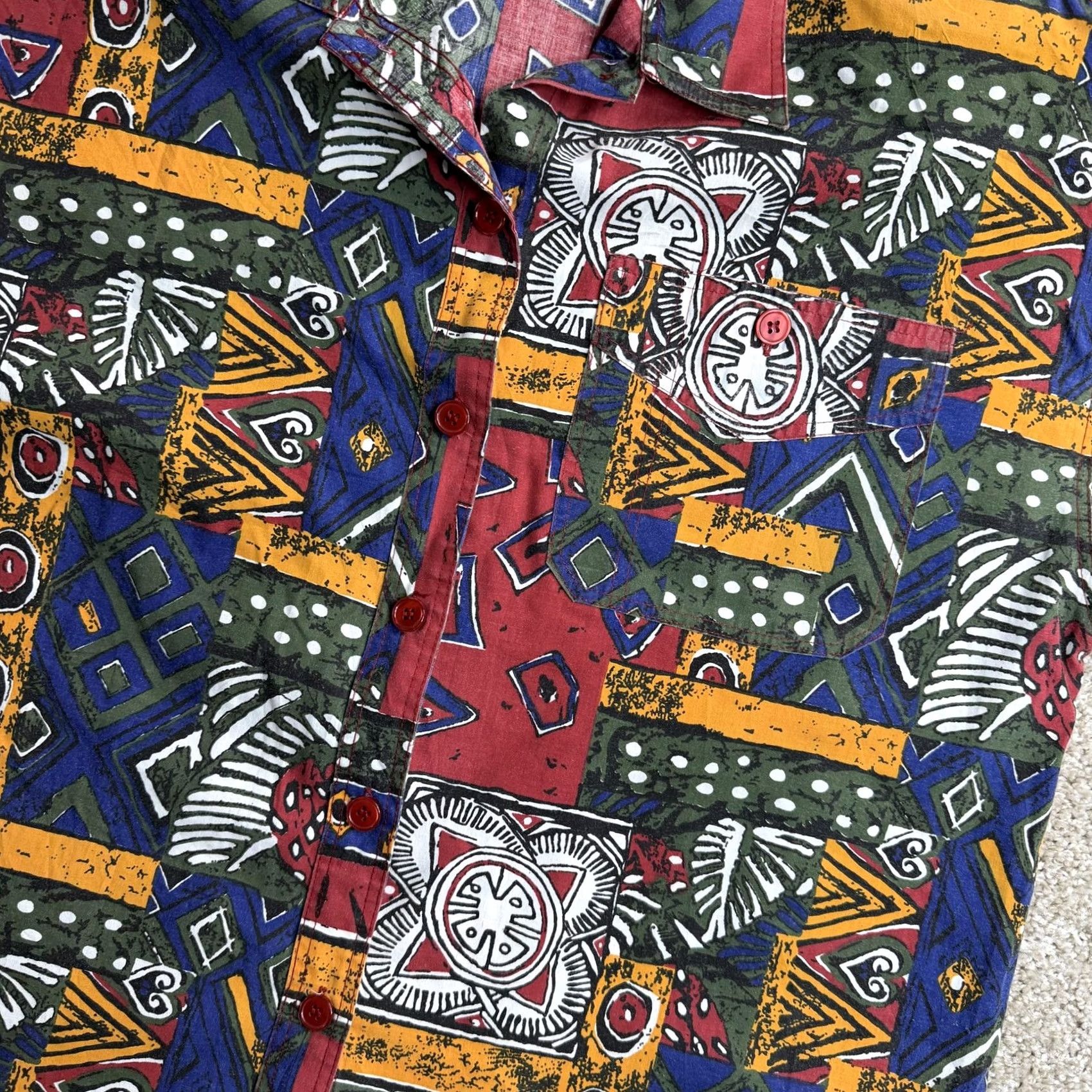 Vintage VINTAGE Cristina Shirt Womens Large Retro Geometric Short Sleeve 90s Size L / US 10 / IT 46 - 2 Thumbnail