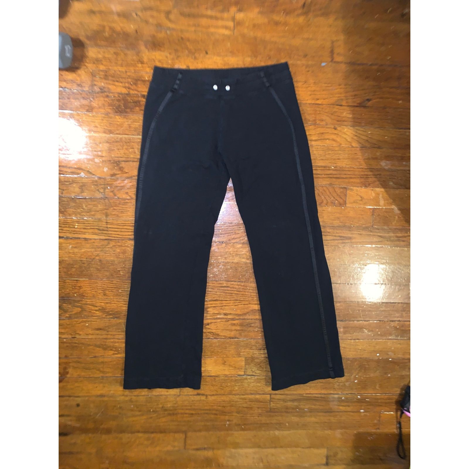 Bcbgmaxazria BCBG Rhinestone Flare Sweatpants Womens Large Black Low Rise Size 28" / US 6 / IT 42 - 4 Thumbnail