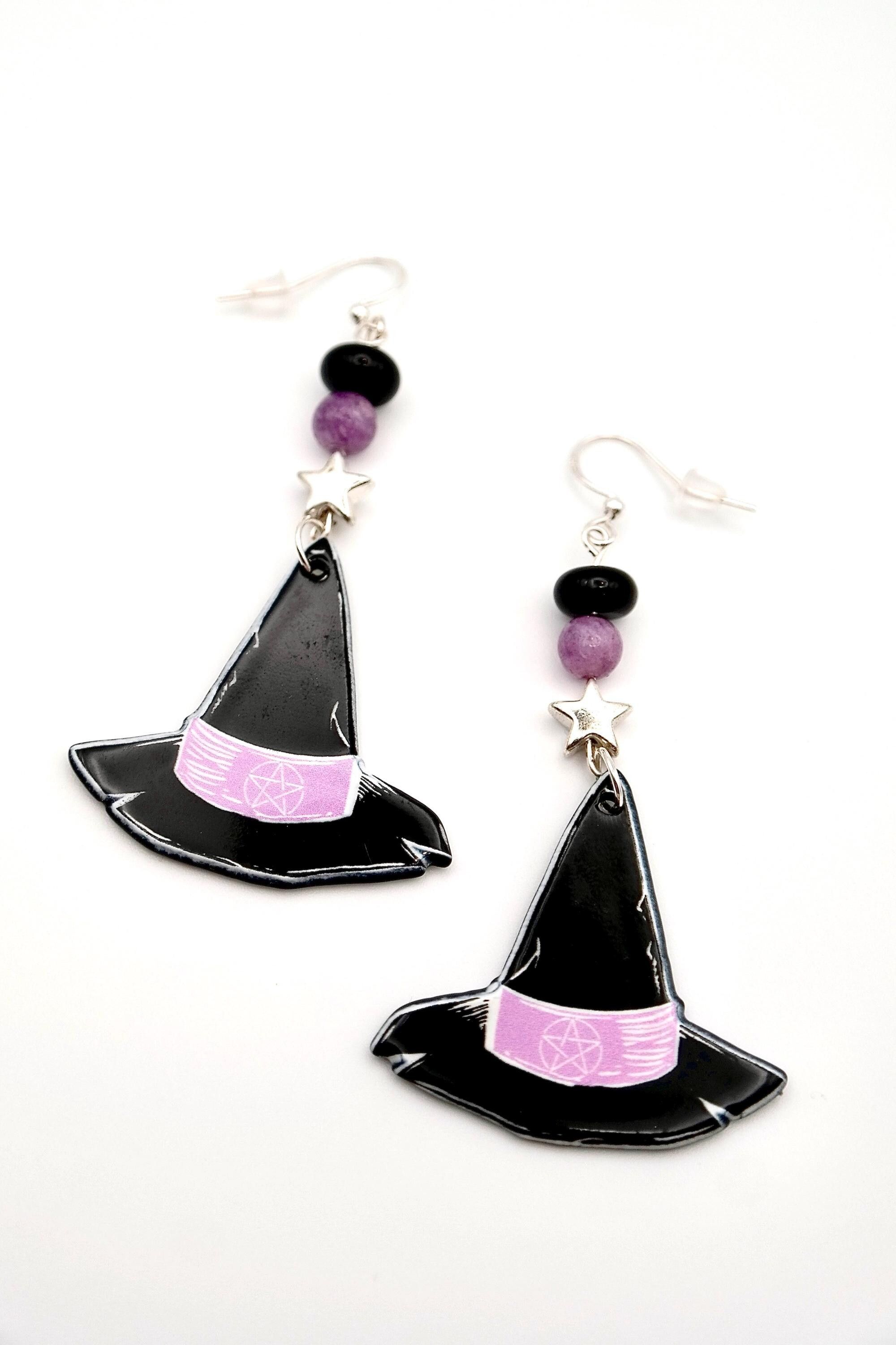 Handmade Witchy Black & Lavender Earrings Size ONE SIZE - 4 Thumbnail