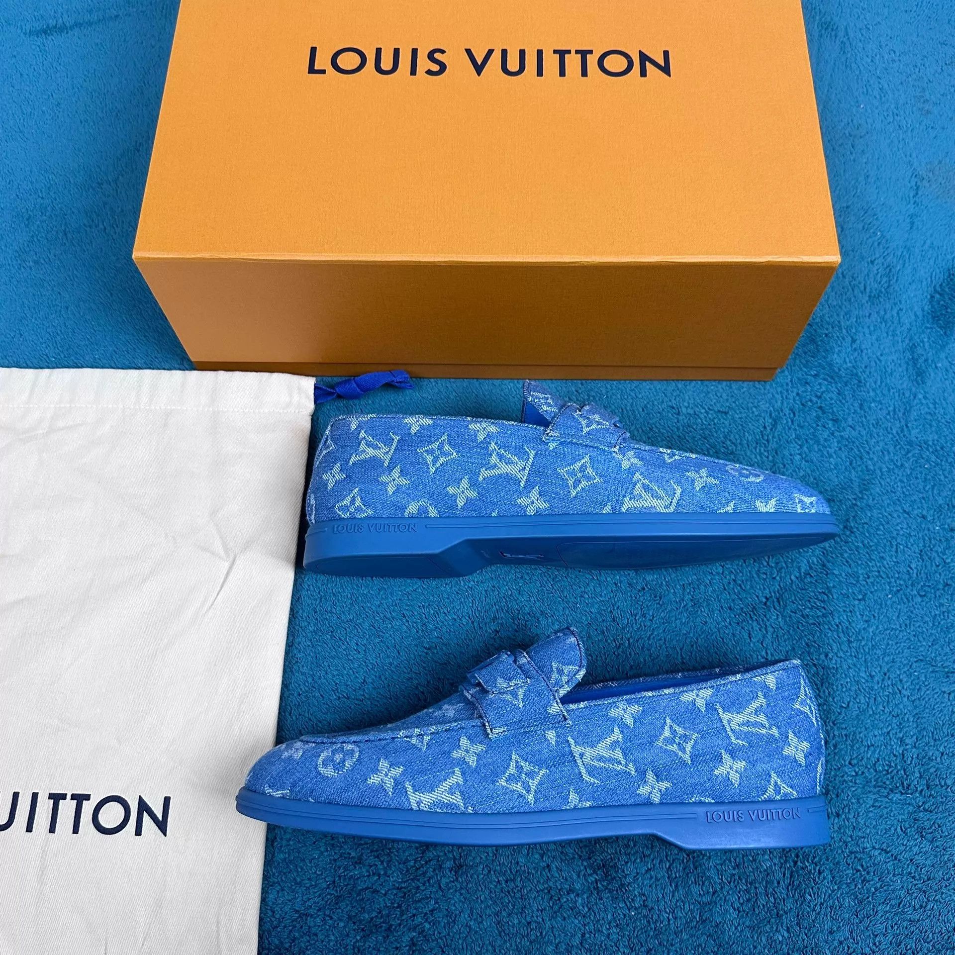 Louis Vuitton LV Estate Allover Print Slipon Loafer Blue 6.5/40.5 Size US 7.5 / EU 40-41 - 2 Thumbnail