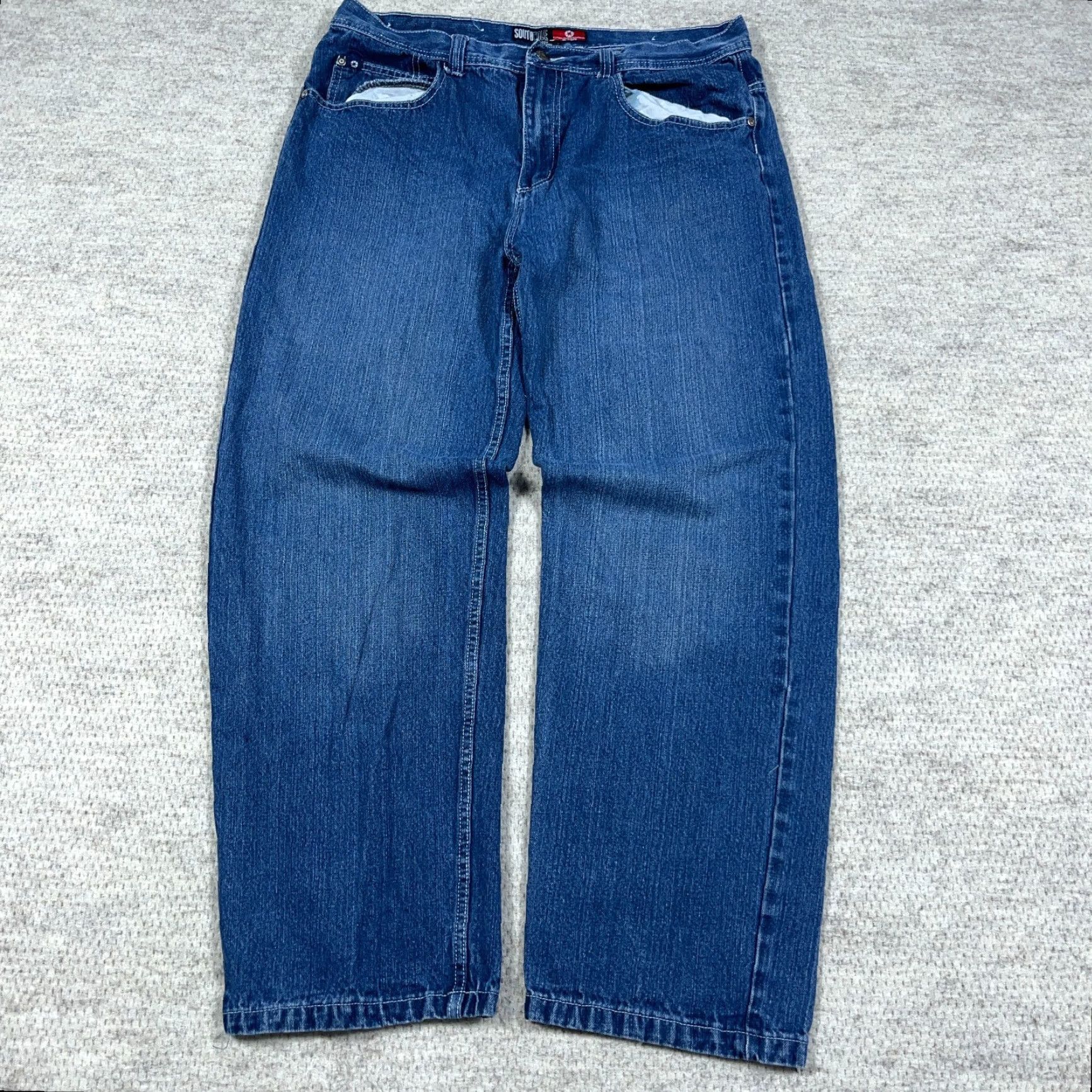 Southpole VINTAGE Southpole Jeans Men 36x30 Baggy Loose Fit Med Wash Denim Blue 5-Pocket Grunge Work American Classic Shirt? Size US 36 / EU 52 - 2 Thumbnail