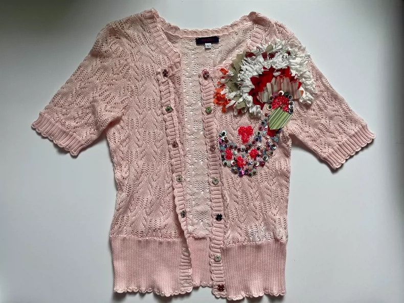 Kenzo KENZO Pink lace crochet sweater Size L / US 10 / IT 46 - 5 Thumbnail