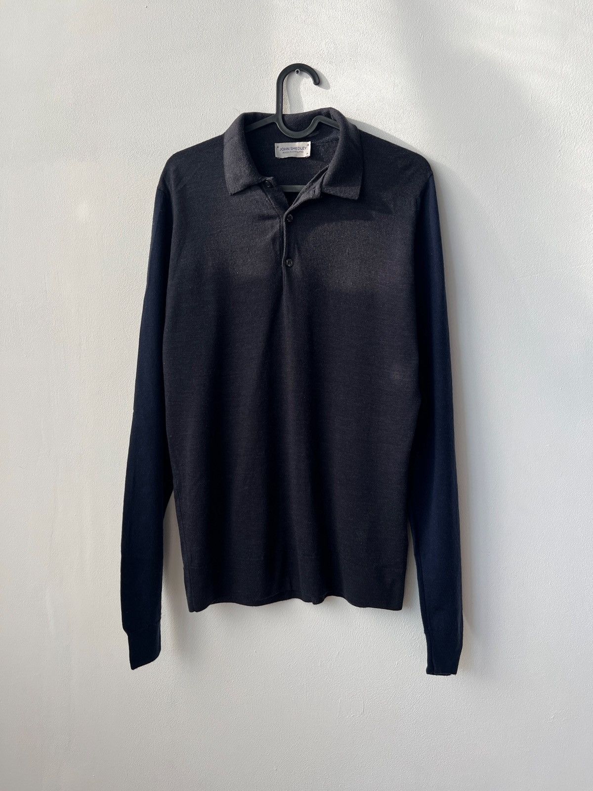 John Smedley John Smedley Grey/Navy Knit Wool Polo Shirt Size M England Size US M / EU 48-50 / 2 - 4 Thumbnail