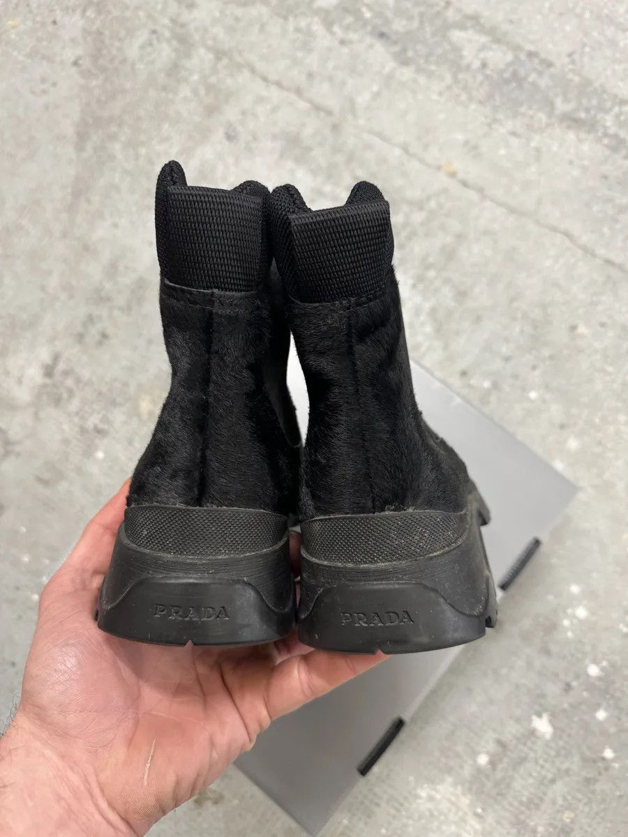 Designer × Prada × Vintage AW1999 Prada Black Pony Hair Leather Vibram Boots Size US 8 / IT 38 - 2 Thumbnail
