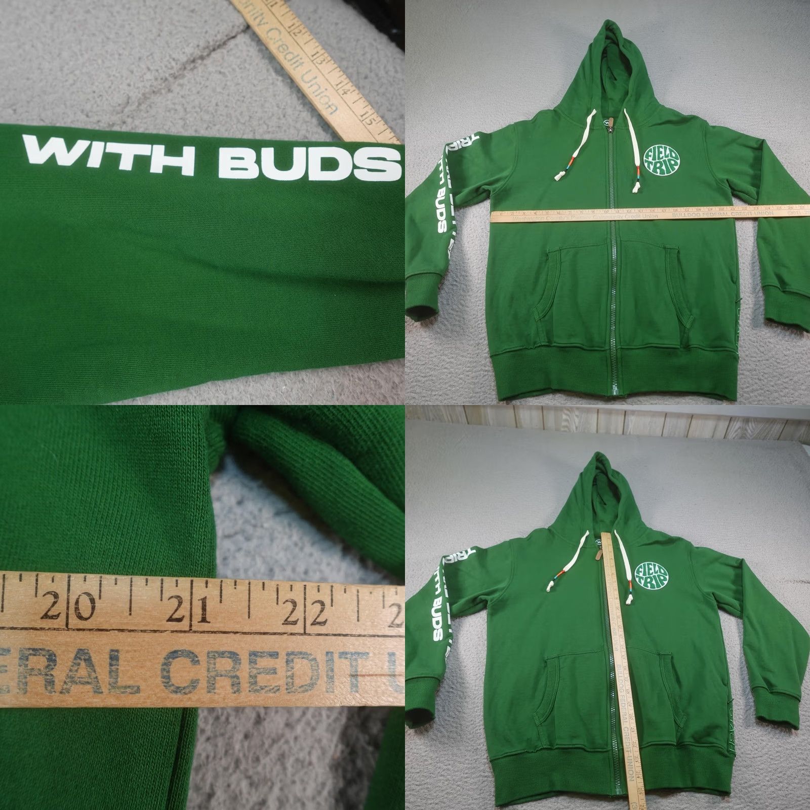 Logo 7 Wondergrove Hoodie Mens Small Green Graphic Print Stash Buds Full Zip Pocket Embroidered Logo Size US S / EU 44-46 / 1 - 8 Thumbnail