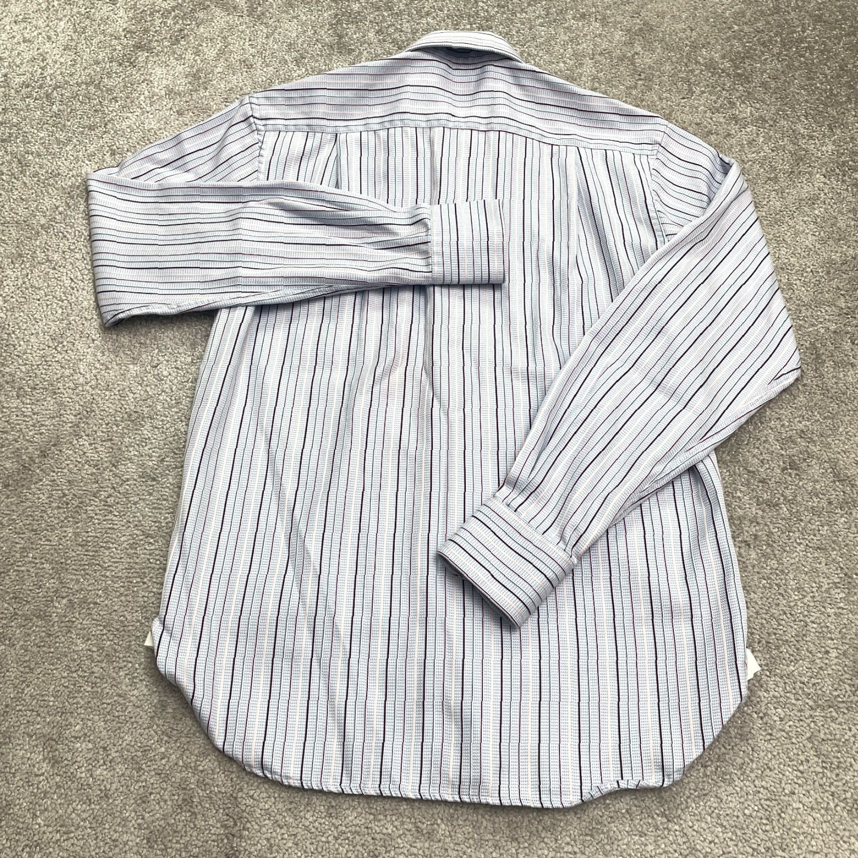 Vintage VINTAGE Raoul Men's Dress Shirt 15/38 Blue Striped Cotton Business Casual Office Workout Size 38R - 2 Thumbnail