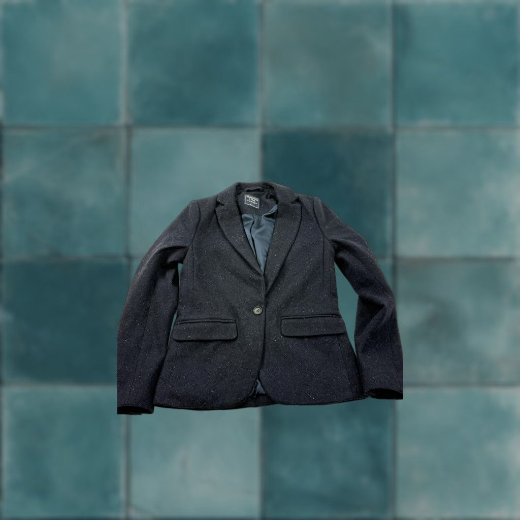 Abercrombie & Fitch Abercrombie & Fitch Blazer Womens 0 Navy Herringbone Tweed One Button Jacket Size XS / US 0-2 / IT 36-38 - 1 Thumbnail