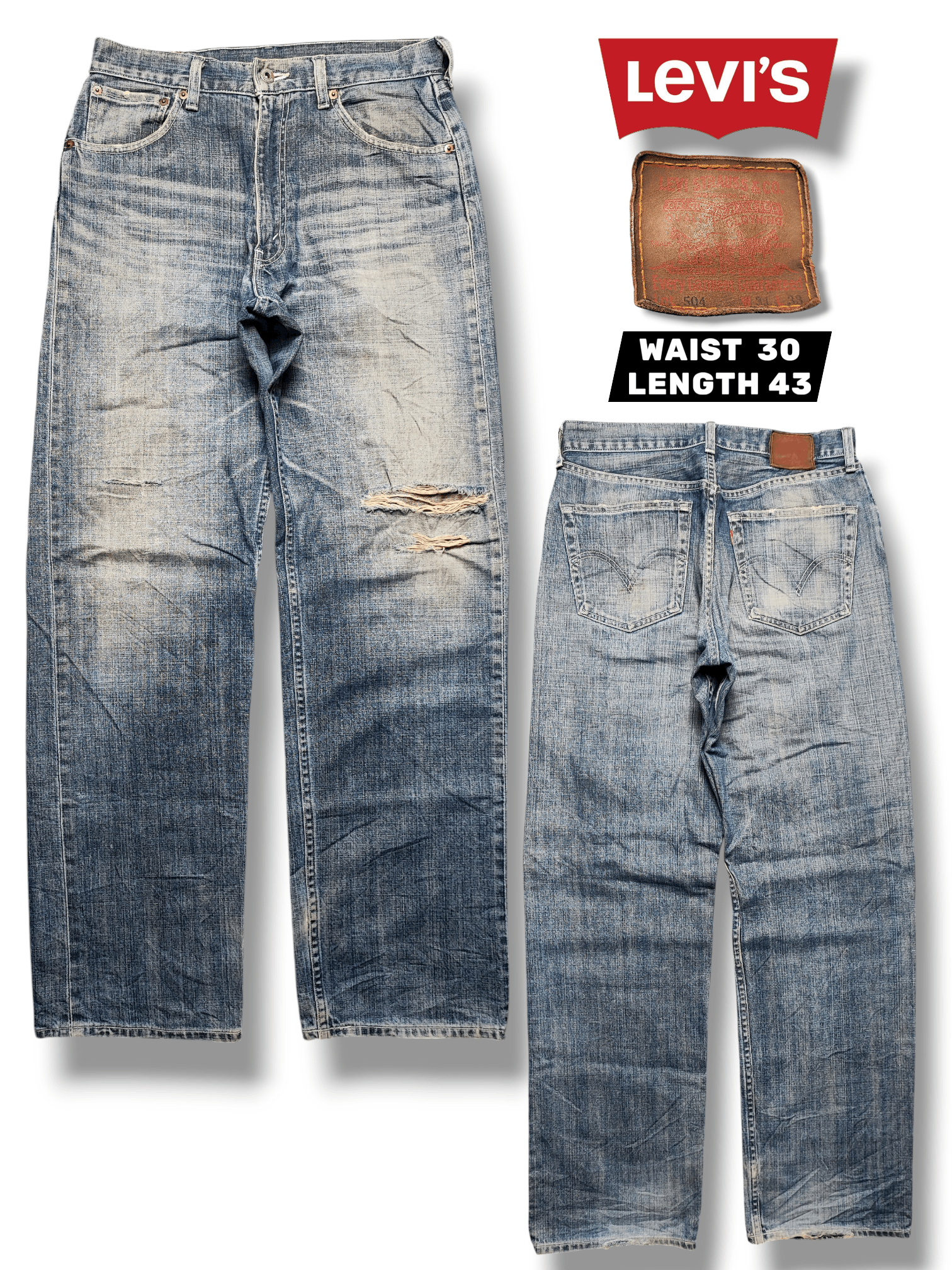 Levi's Vintage Levis 504 Jerky Tag Thrashed ERD Grunge Chrome 30x32 Size US 30 / EU 46 - 1 Thumbnail