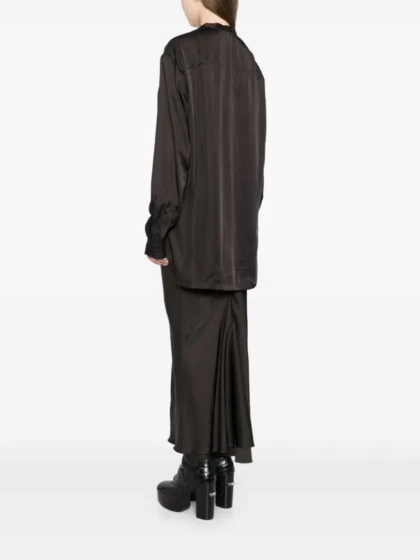 Rick Owens o1y0126 Solid Color Shirt in Dark Brown Size XS / US 0-2 / IT 36-38 - 4 Thumbnail