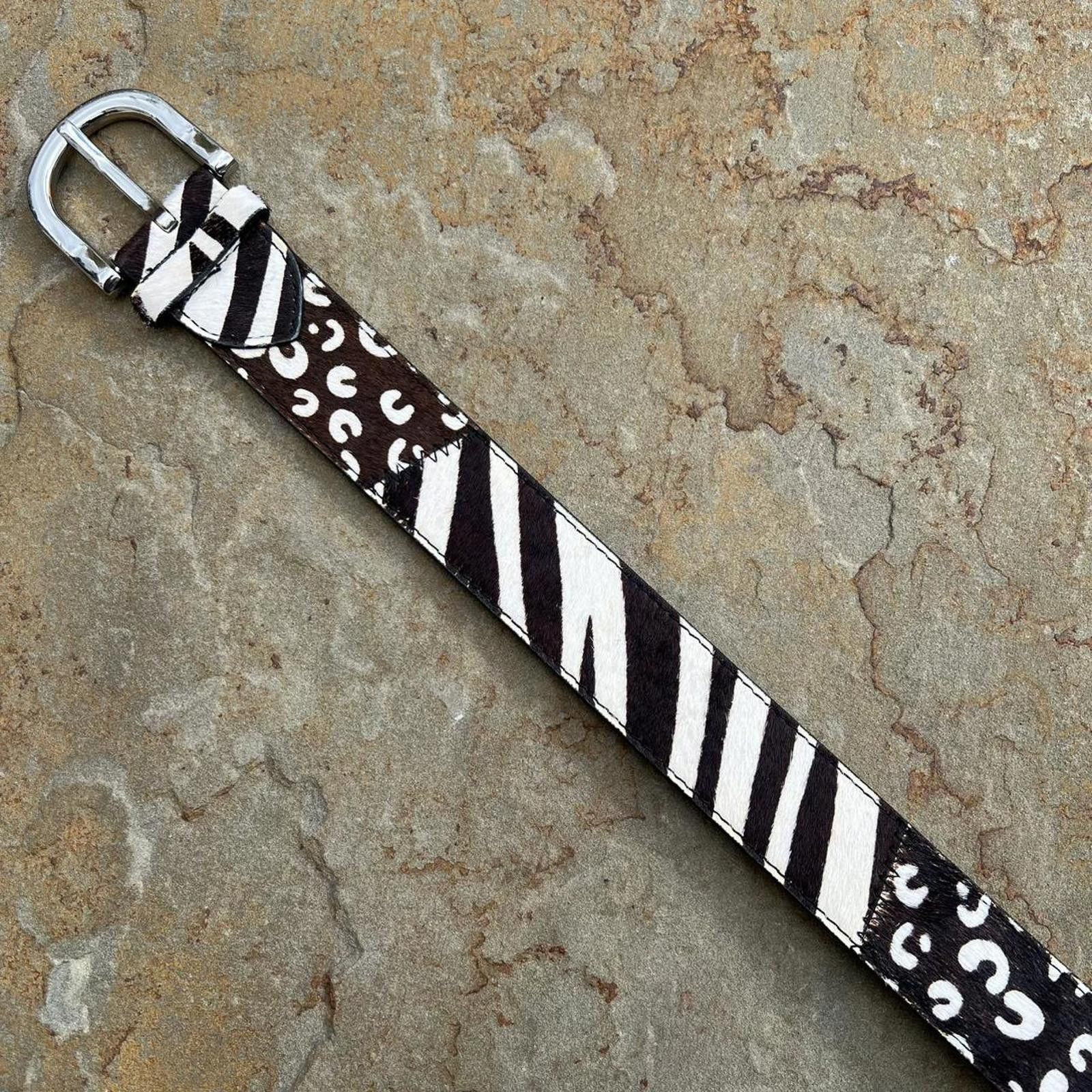 Other Hair-On Leather Cut + Sew Pattern Design Belt Size ONE SIZE - 2 Thumbnail