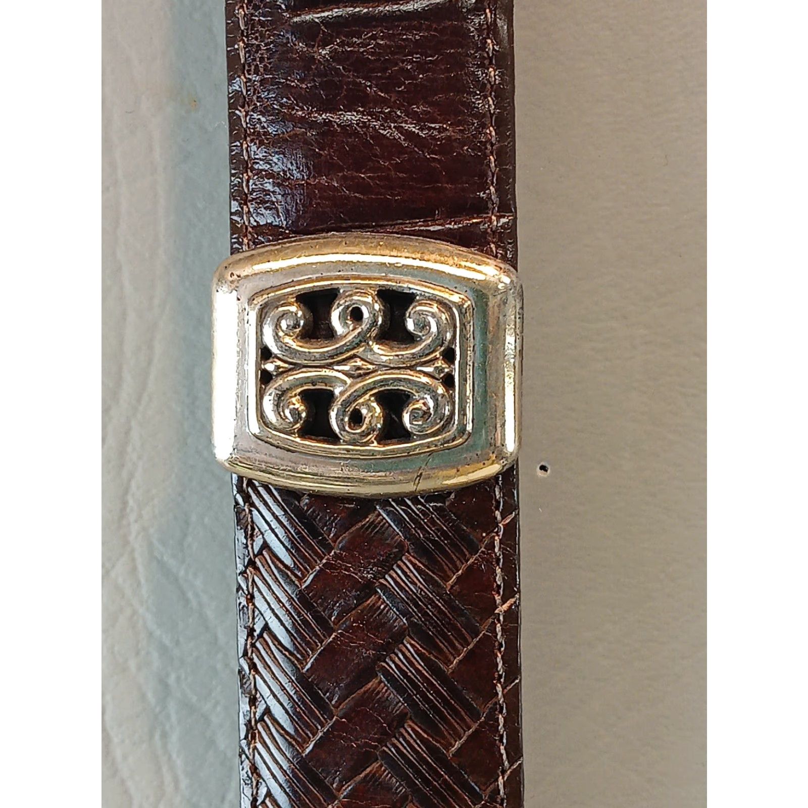 Brighton BRIGHTON Belt Women's Large Brown Leather Conchos Braided Western Silver Buckle Size ONE SIZE - 5 Thumbnail
