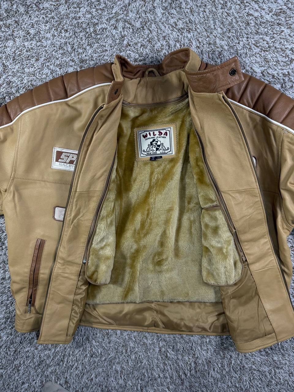 Genuine Leather WILDA Genuine Leather Racing Jacket Moto Biker Patches Size US XXL / EU 58 / 5 - 18 Thumbnail