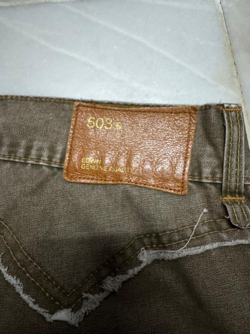 If Six Was Nine 💥Baggy💥Insane Edwin 503 Sand Washed Distressed Brown Jeans Size US 33 - 13 Thumbnail