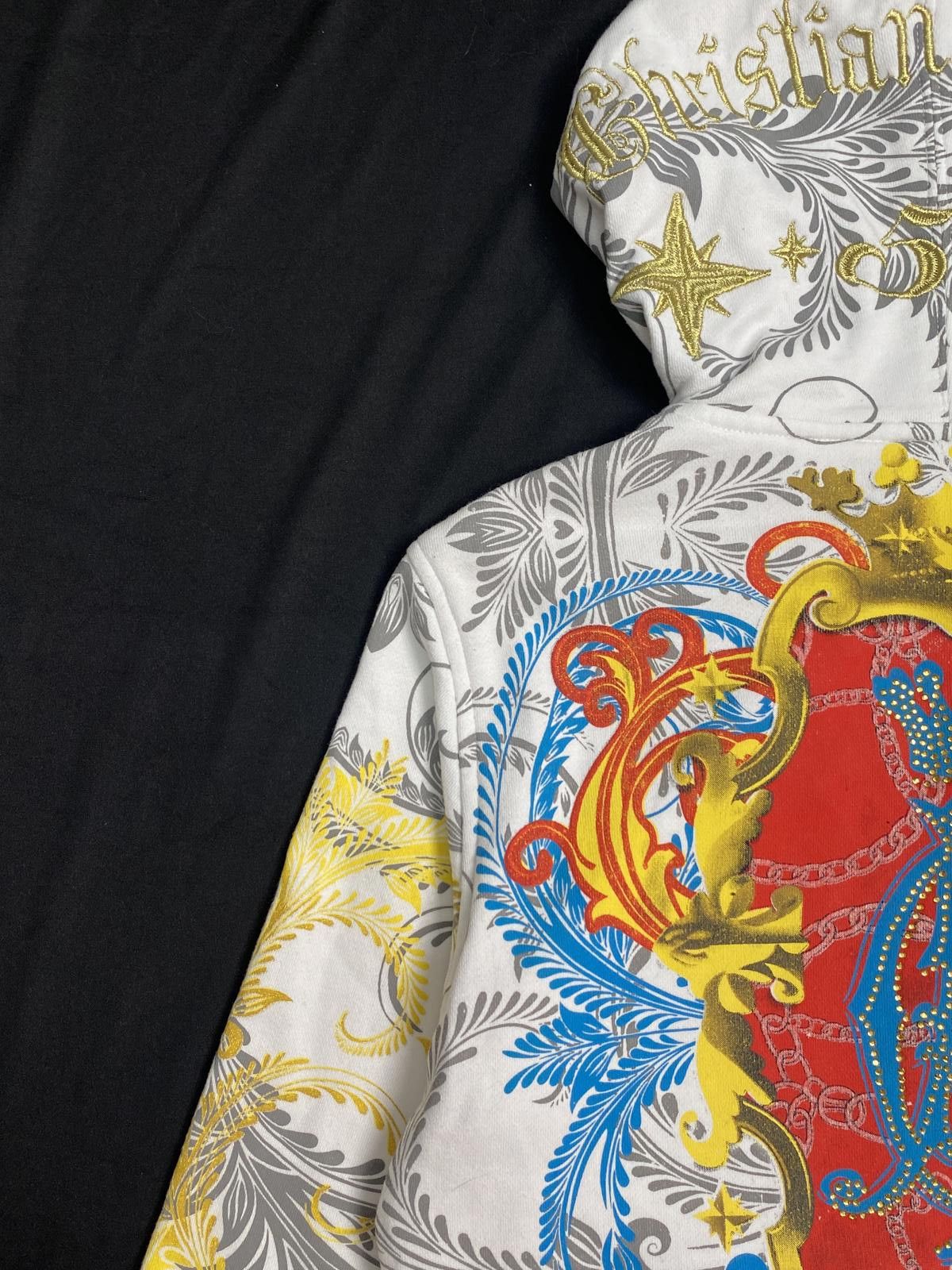 Ed Hardy Rare Ed Hardy Christian Audigier White Gold Zip Hoodie 48 Size L / US 10 / IT 46 - 9 Thumbnail