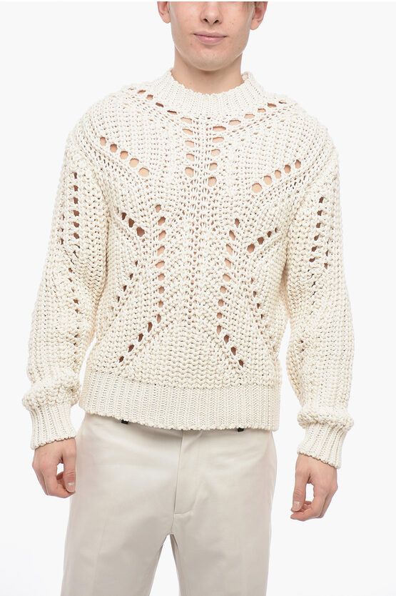 image of Neil Barrett Maglia Easy Fit In Misto Cotone Crochet in White, Men's (Size Small)