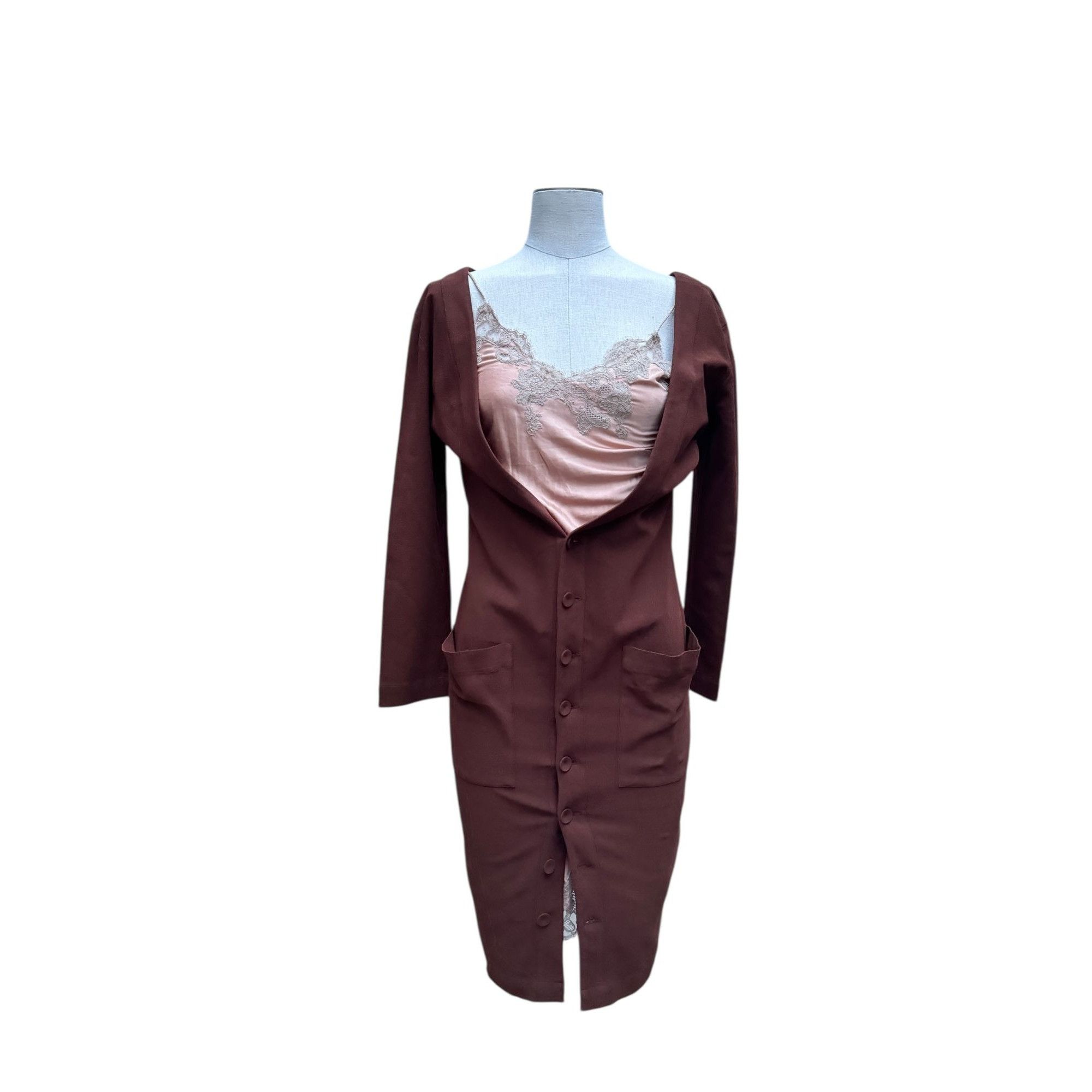 Jean Paul Gaultier Vintage Brown Wool Dress Size S / US 4 / IT 40 - 1 Thumbnail