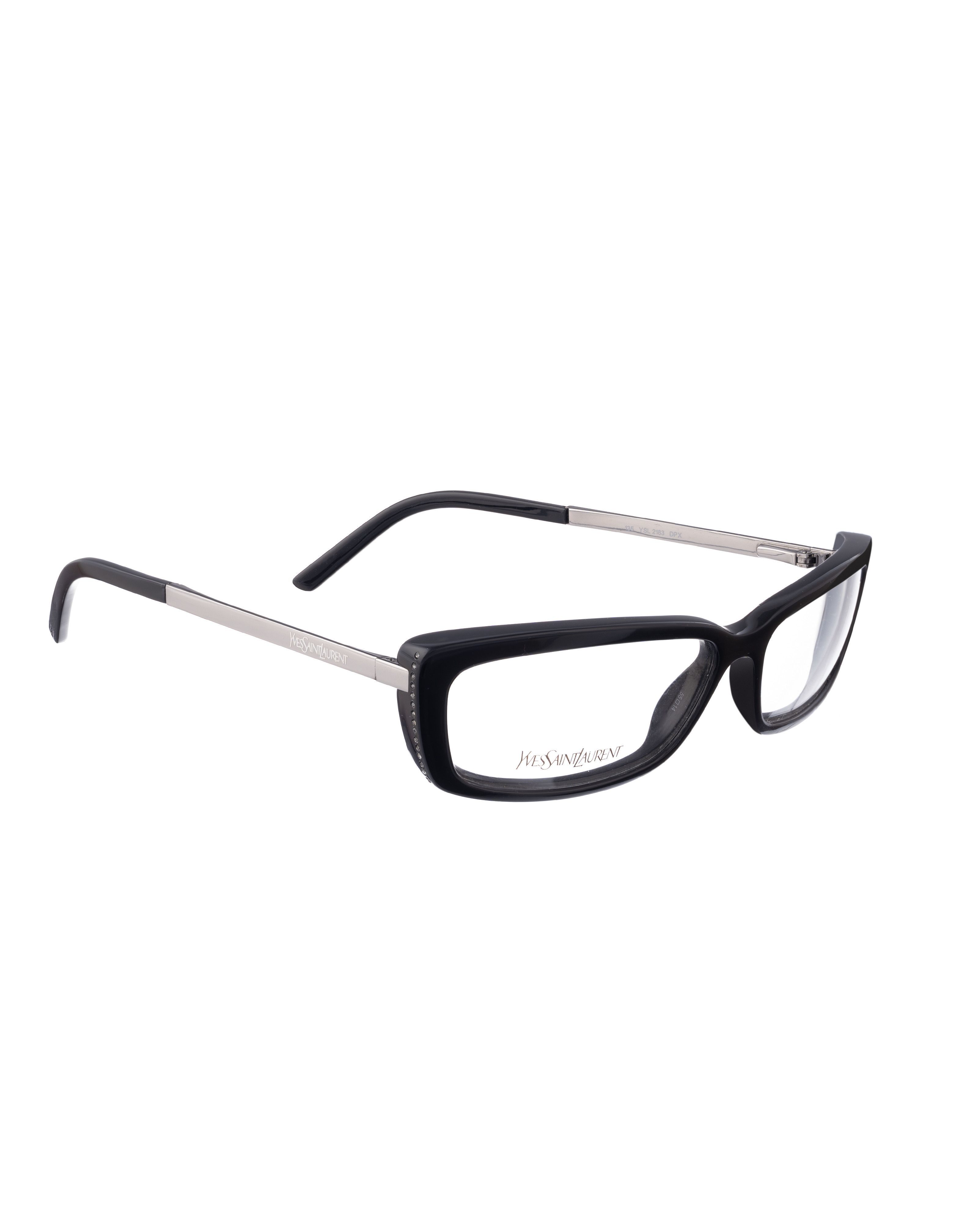 Yves Saint Laurent 00s Black Cat Eye Glasses & Metal Temples
