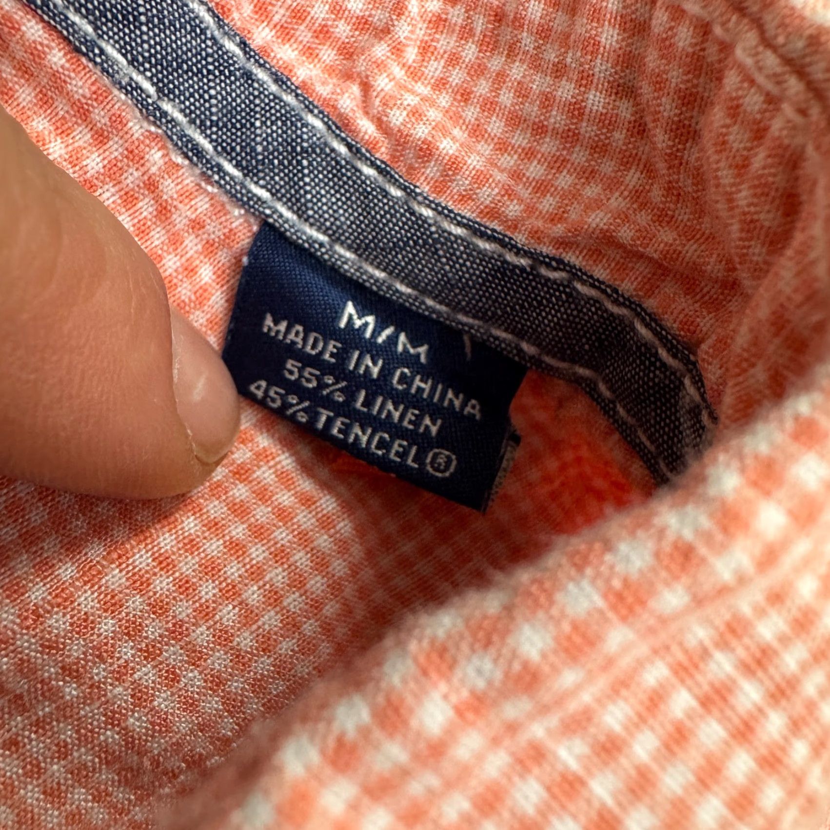 Tommy Bahama Tommy Bahama Shirt Mens Medium Orange Linen Gingham Button-Down Short Sleeve Beach Casual 44in Chest Regular Size Orange Mens Size US L / EU 52-54 / 3 - 6 Thumbnail