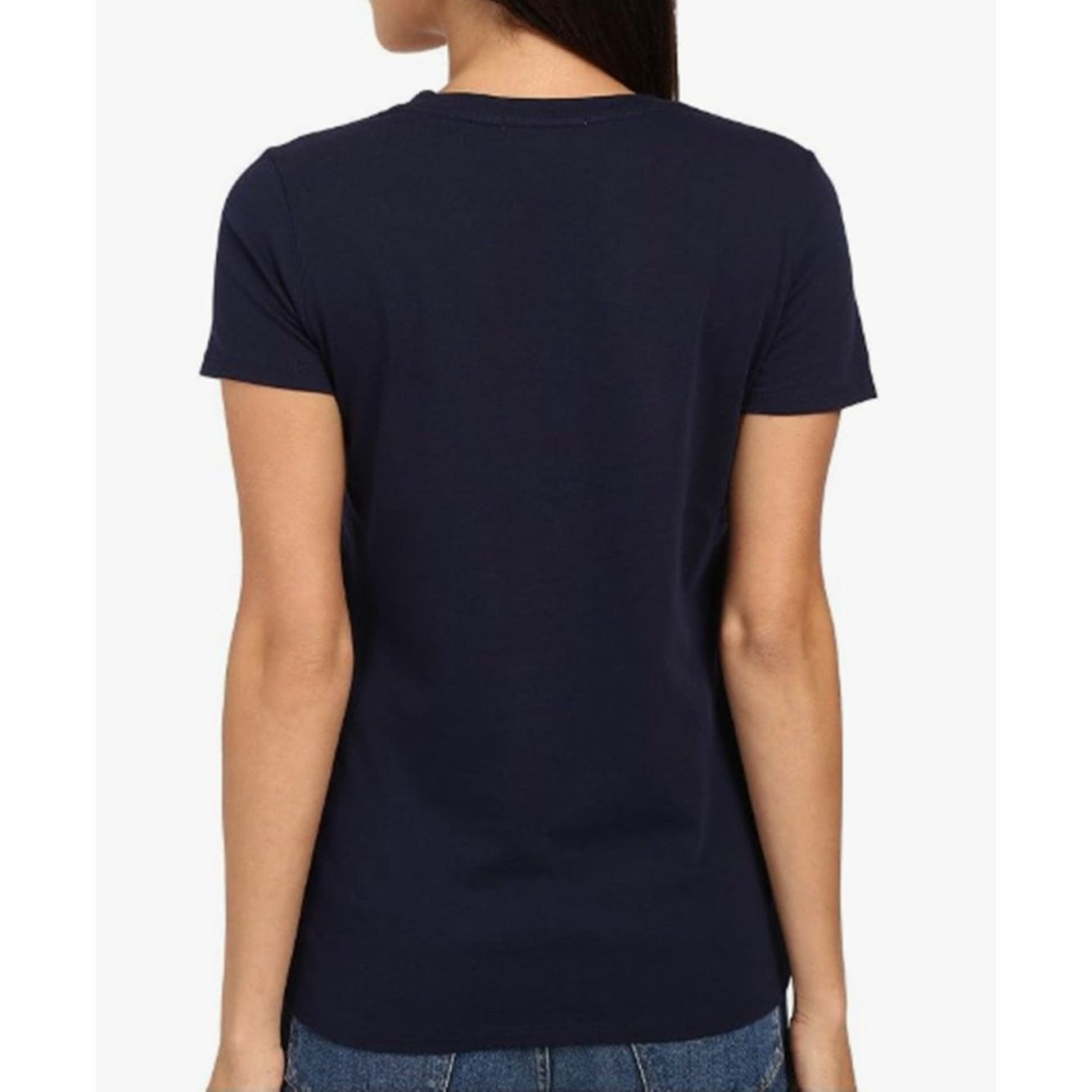 Lacoste Lacoste Women's Short Sleeve Cotton Jersey Vneck Tee Navy 0 Size XS / US 0-2 / IT 36-38 - 1 Thumbnail