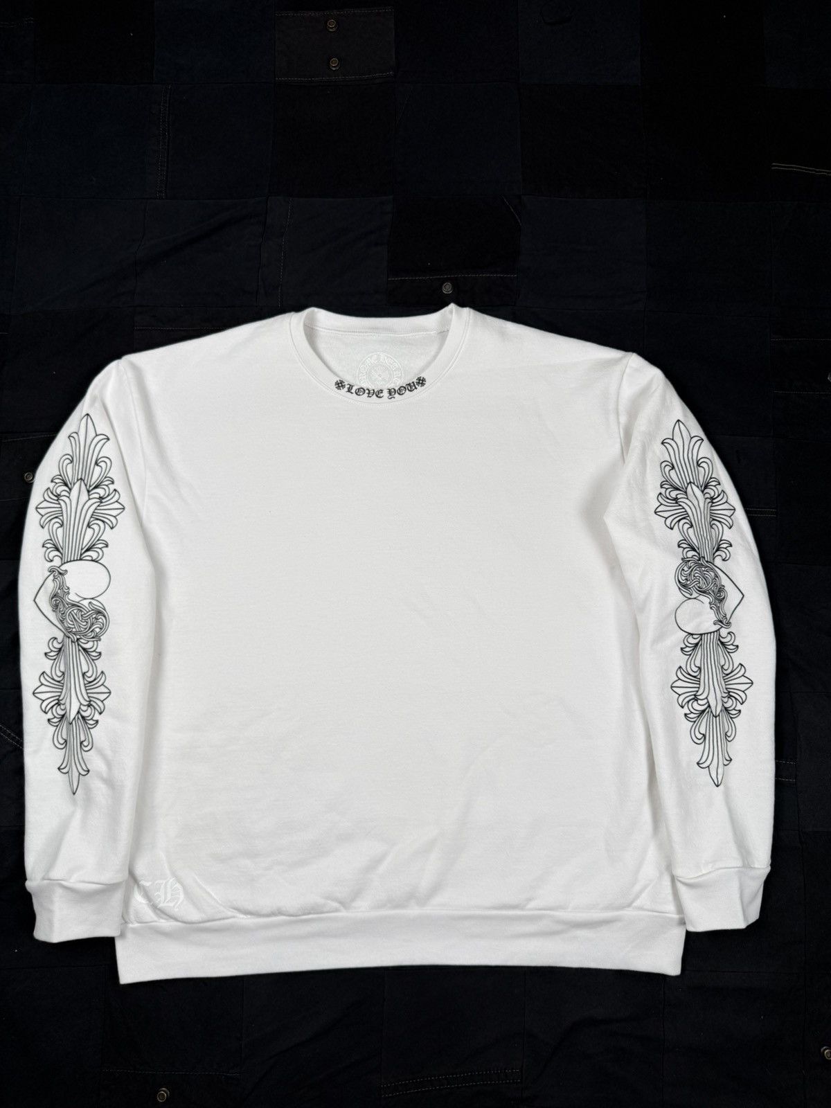 chrome hearts LOVE YOU CREW Sサイズ Chrome Hearts Love You Crewneck Sweatshirt White Men's
