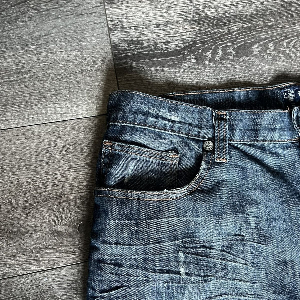 Vintage Vintage King Maker Cross Logo Distressed Denim Jeans 38x32 Size US 38 / EU 54 - 5 Thumbnail