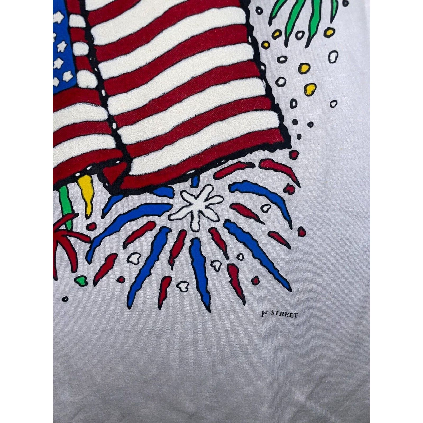 Jerzees Vintage July 4th Shirt Fireworks USA America Graphic Tee 90s Size US L / EU 52-54 / 3 - 6 Thumbnail