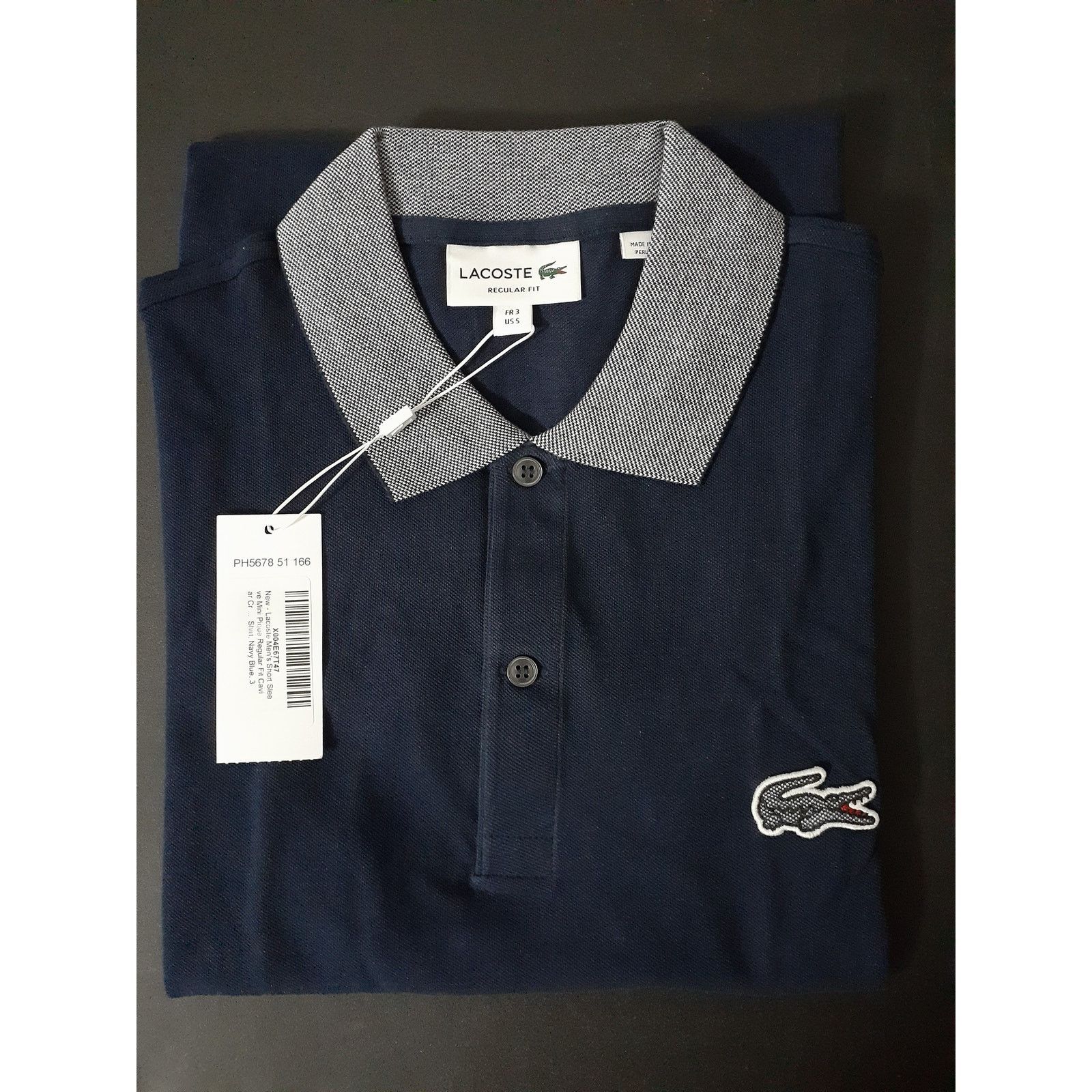 Lacoste Lacoste Men's Mini Regular Fit Caviar Croc Polo Shirt Navy S Size US S / EU 44-46 / 1 - 2 Thumbnail