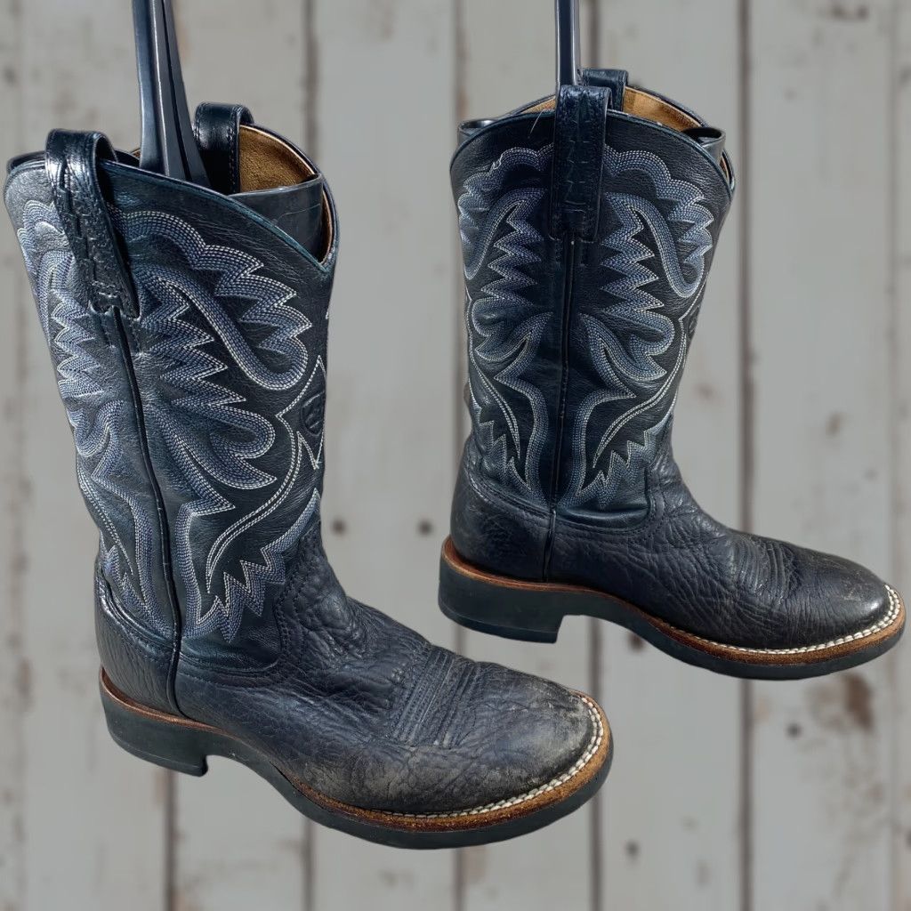 Ariat Ariat Bullhide Black Leather Cowboy Western Boots Ladies 5.5 B Round Toe Ropers Size US 5.5 / IT 35.5 - 1 Thumbnail
