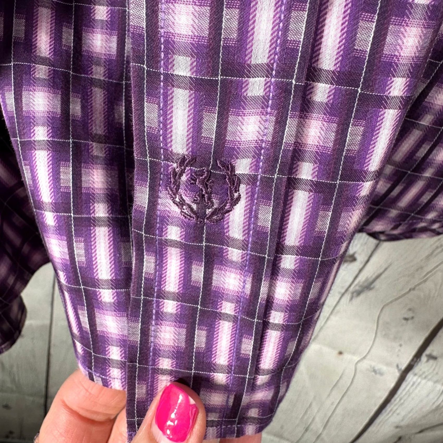 BUGATCHI Bugatchi Uomo Shirt Check Long Sleeve Button-Down Purple Cotton Classic Fit XL Mens Mothers? Size US XL / EU 56 / 4 - 5 Thumbnail