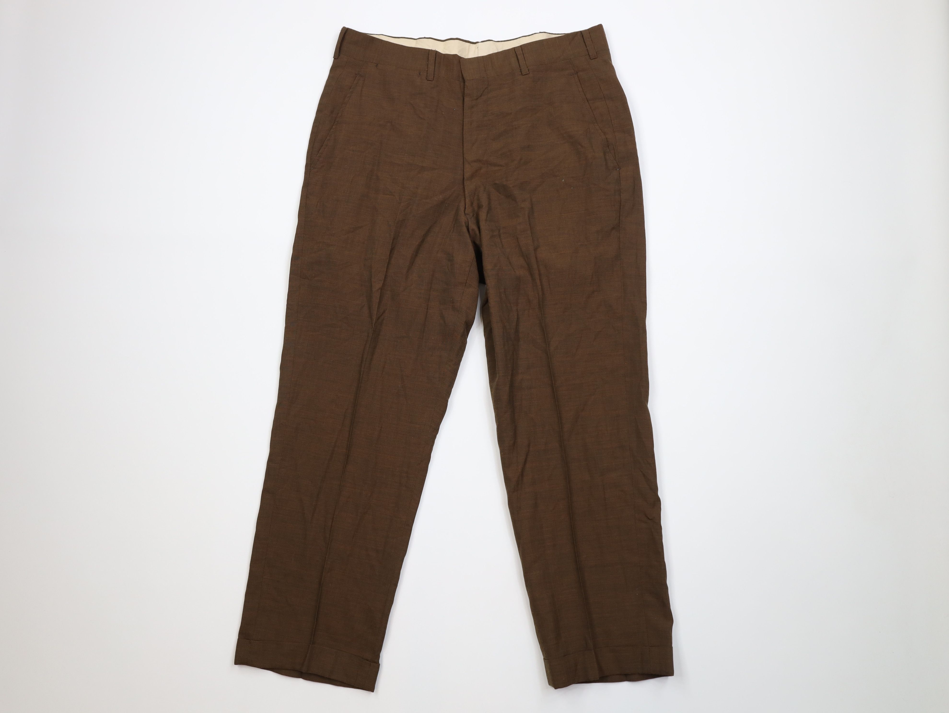 Vintage Vintage 60s Streetwear Wool Knit Chino Pants Heather Brown Size US 32 / EU 48 - 1 Thumbnail