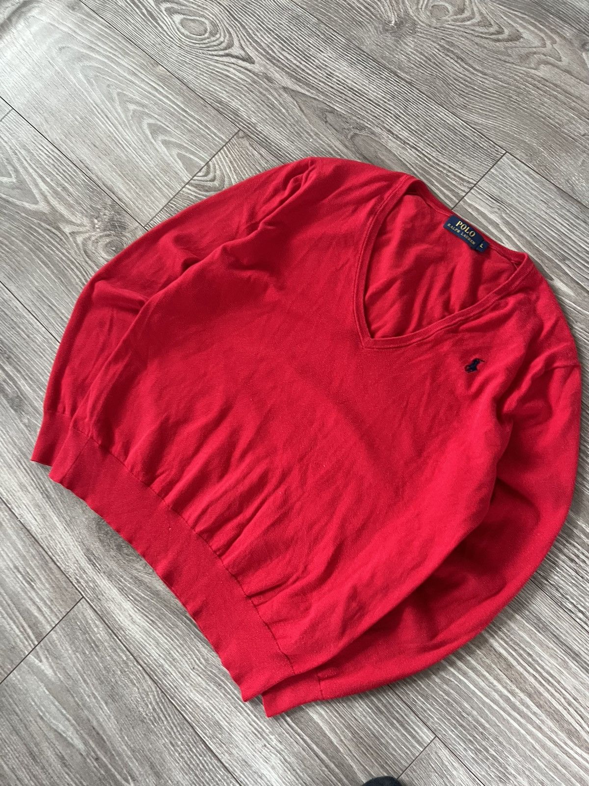 Polo Ralph Lauren × Vintage ‼️Vintage Polo Ralph Lauren Knit Logo V Neck Sweater‼️ Size US L / EU 52-54 / 3 - 7 Thumbnail