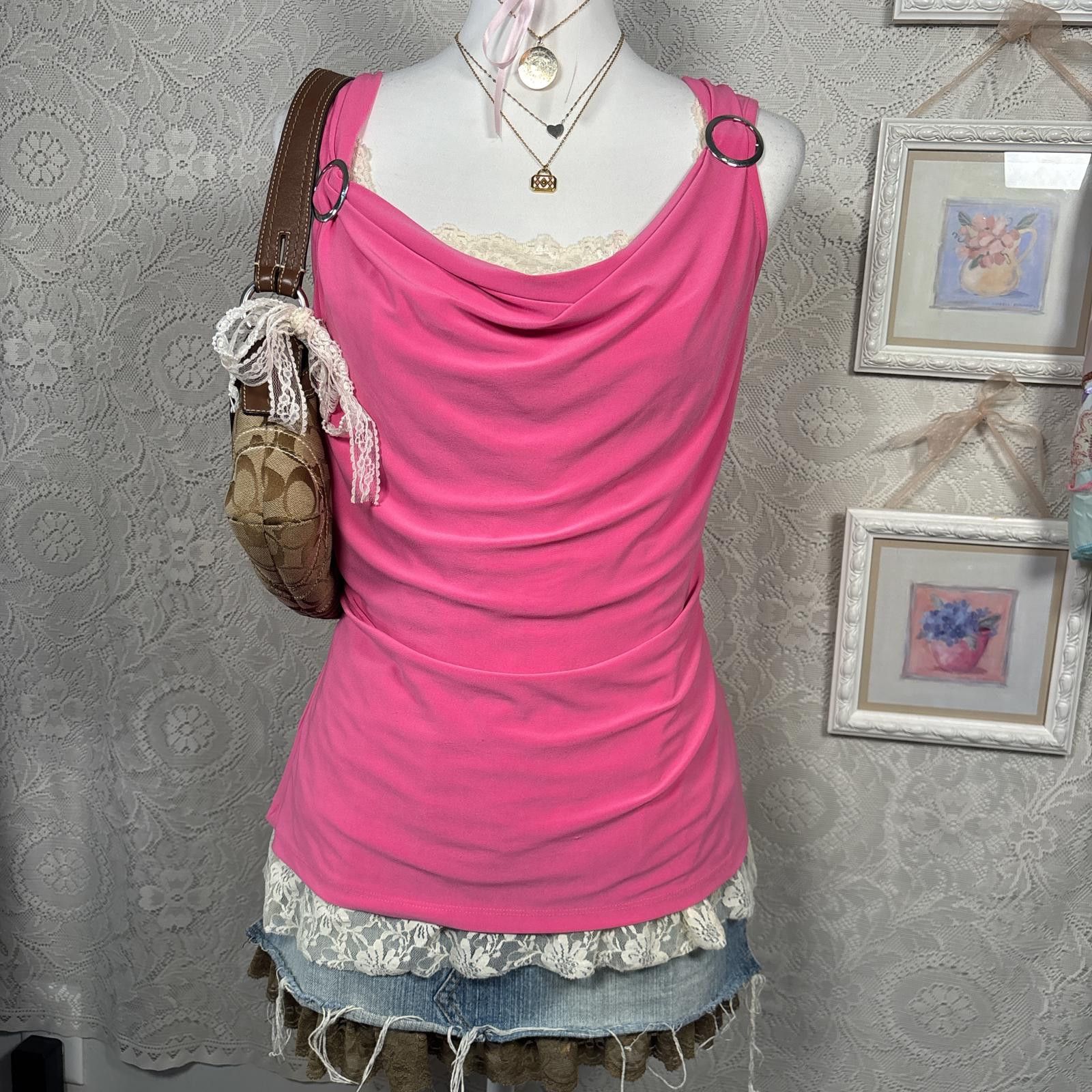 Cartoon Network y2k office siren pink blouse top with ring details Size L / US 10 / IT 46 - 3 Thumbnail