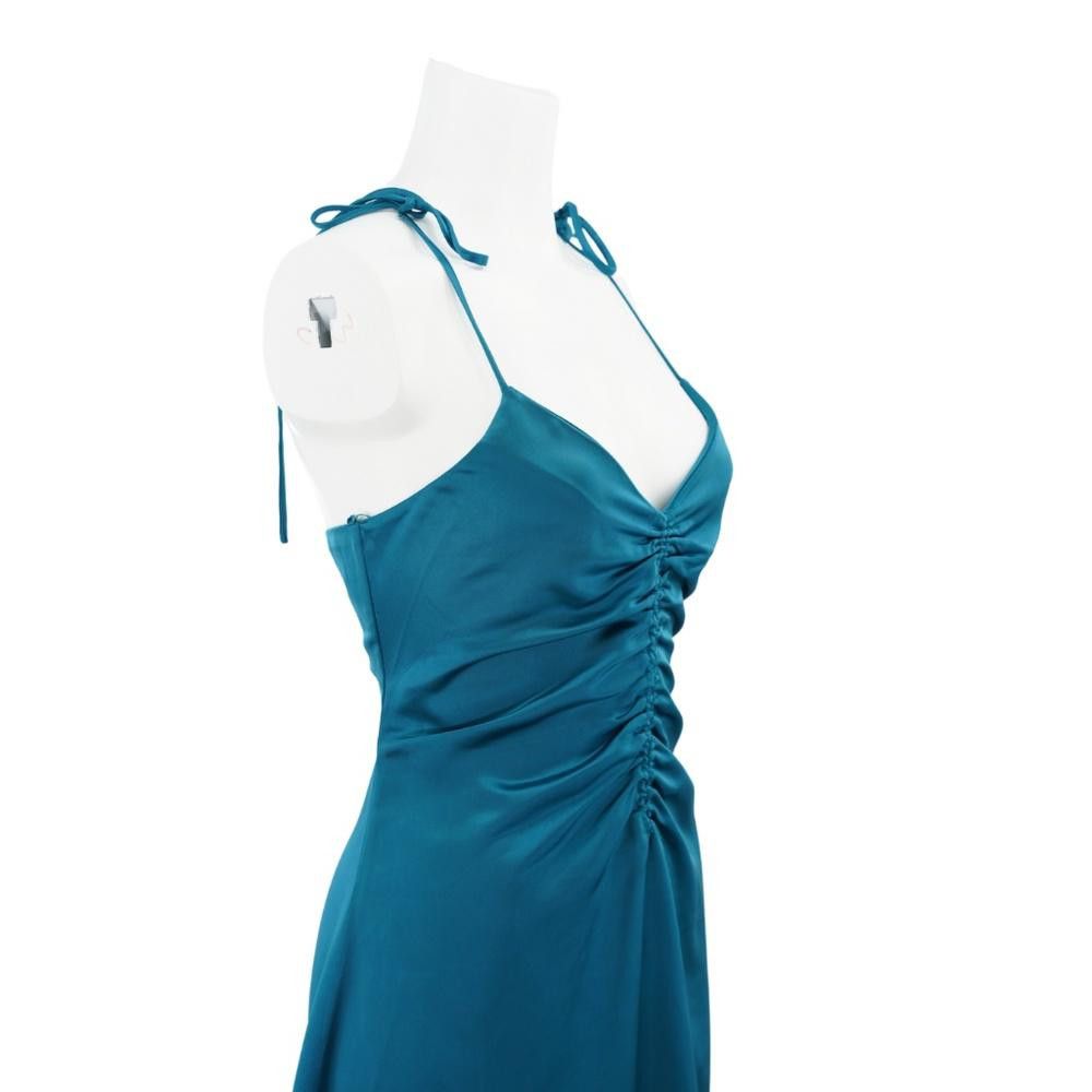 Designer Jason Wu Teal Satin Halter Midi Dress Size M Size M / US 6-8 / IT 42-44 - 3 Thumbnail