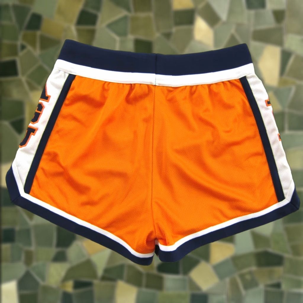 ESPIRIT VINTAGE Descente Five Spirit Basketball Gym Shorts Women S Orange Blue Nylon Spandex 90s Rise 3" Inseam Girls Womens Size 28" / US 6 / IT 42 - 1 Thumbnail