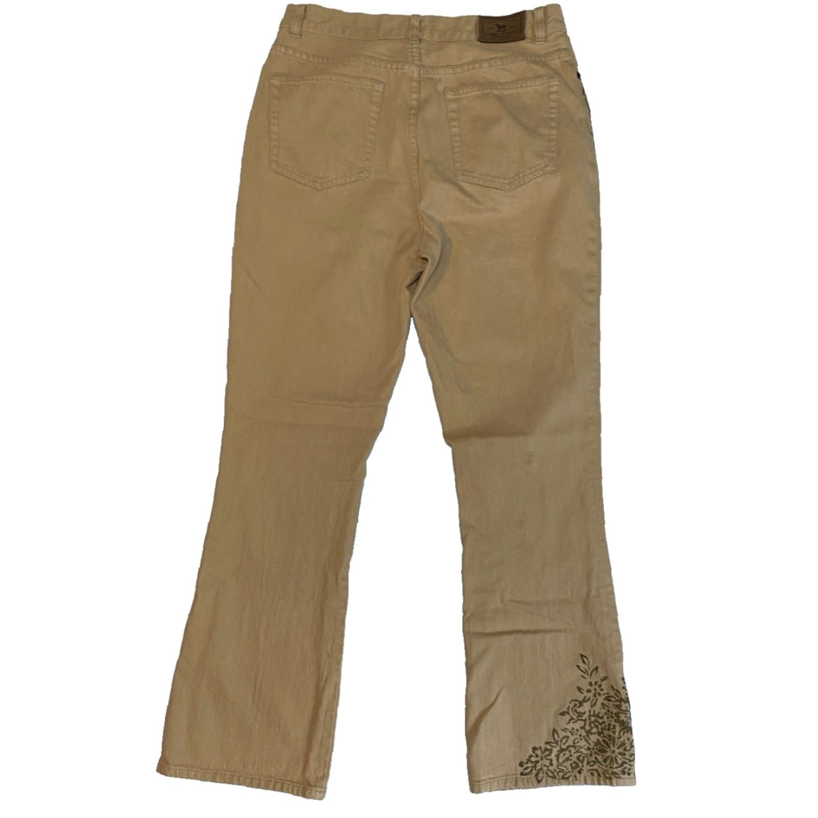 Ralph Lauren VINTAGE Lauren Ralph Lauren Women's Floral Stencil Flared Jeans Sz 8 Tan 90s Boho Jeans Size 30" / US 8 / IT 44 - 2 Thumbnail